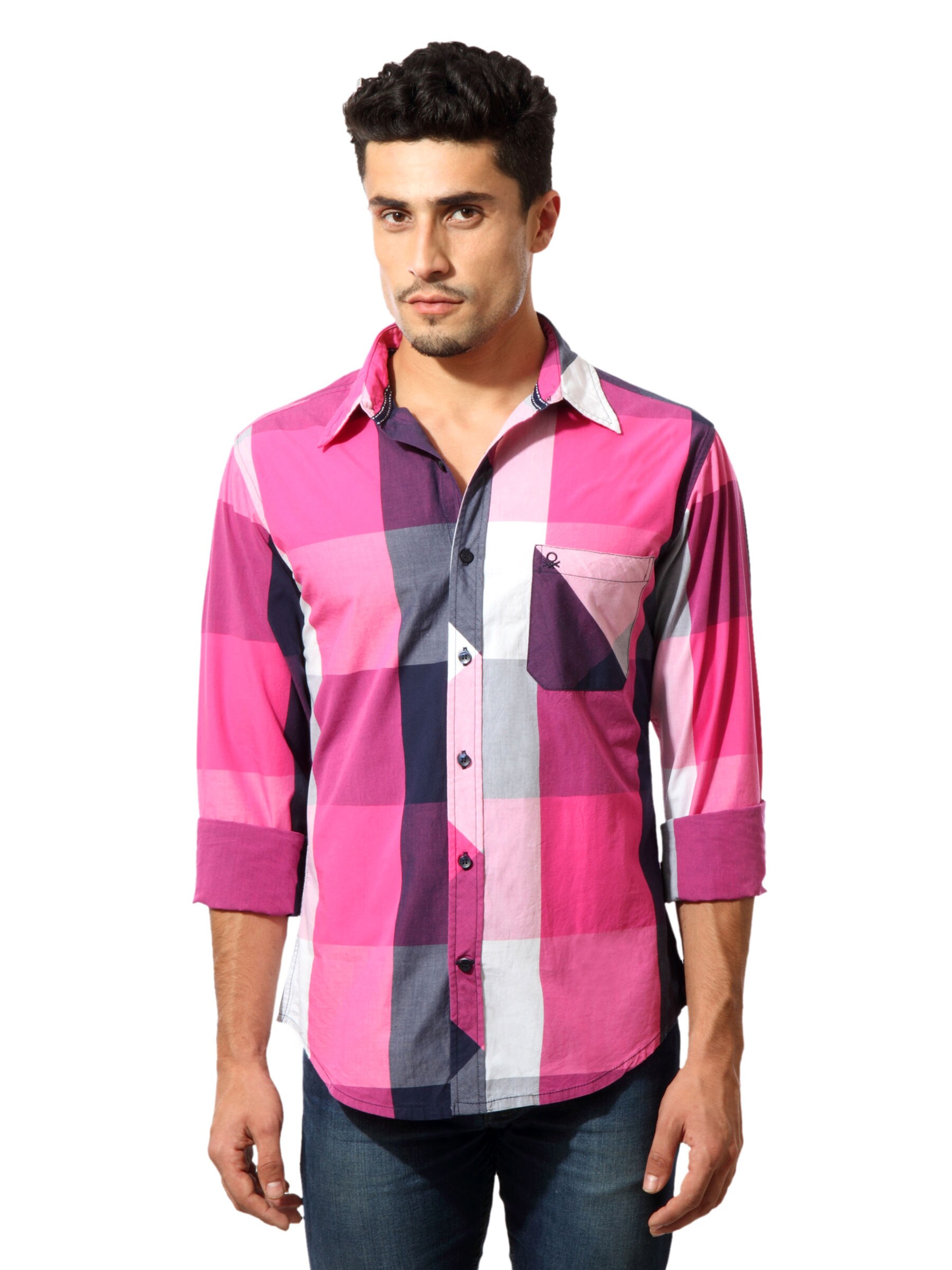 United Colors of Benetton Men Check Multi Shirt