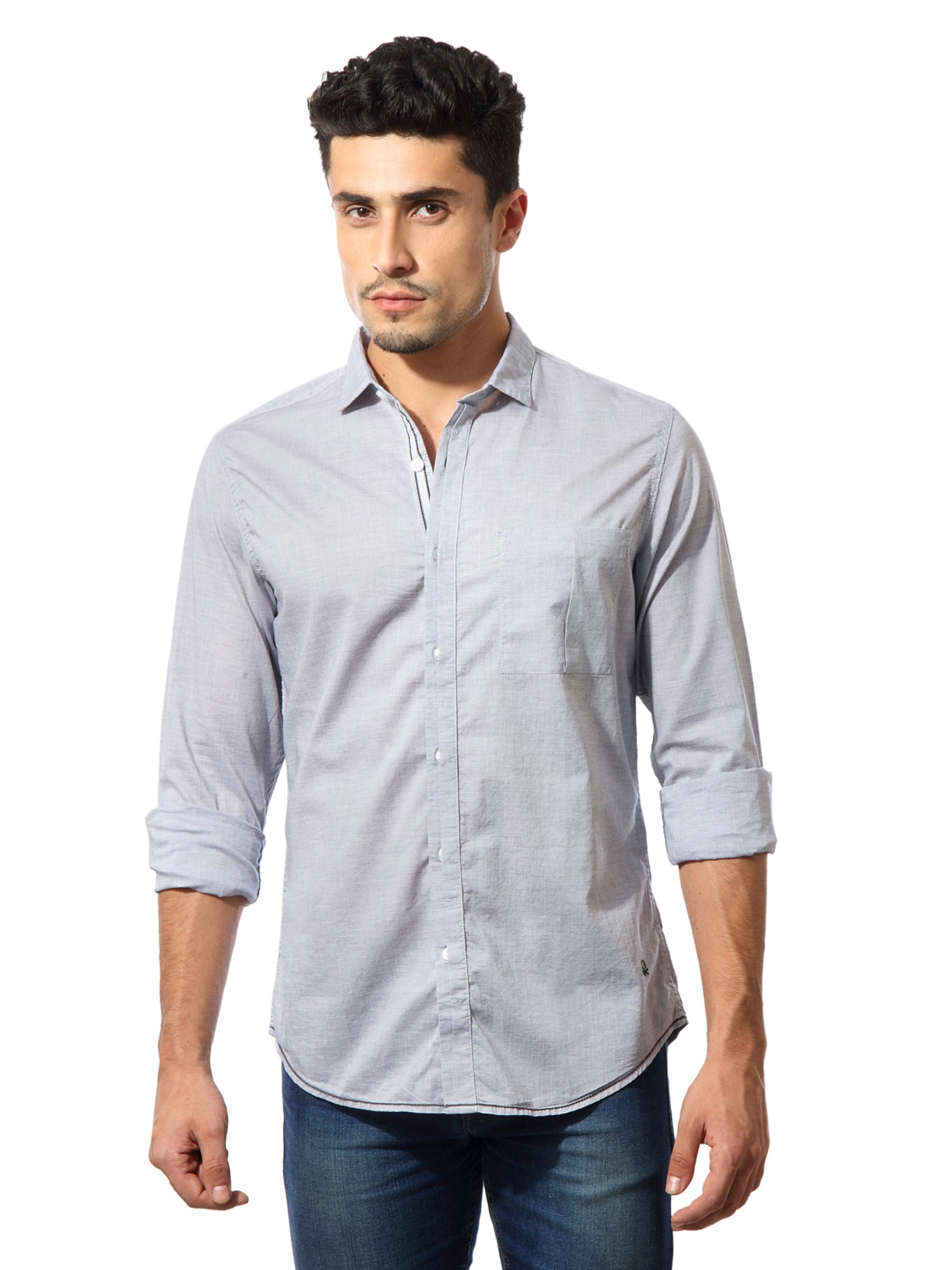 United Colors of Benetton Men Grey Shirt