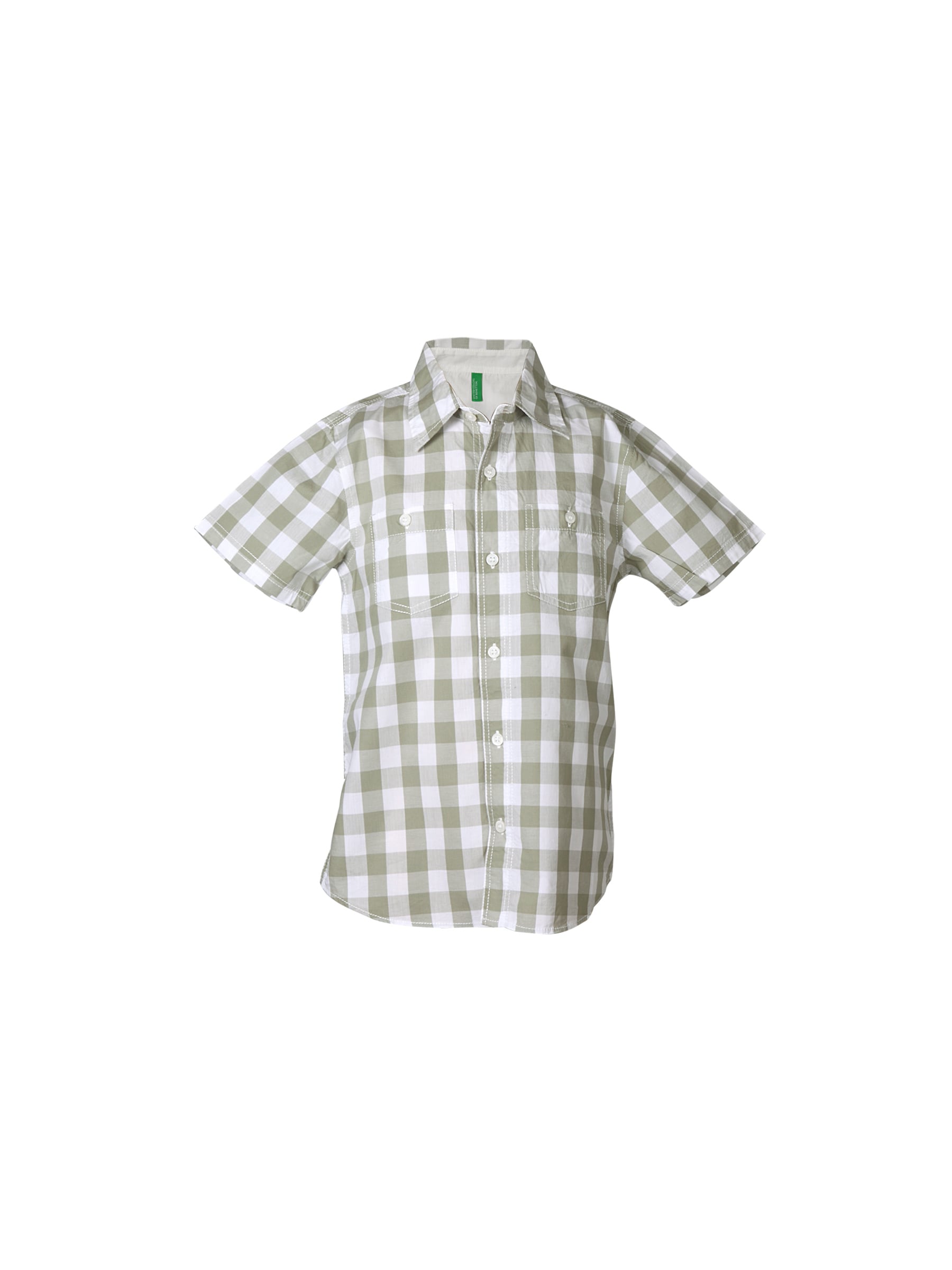United Colors of Benetton Boys Check Olive Shirt