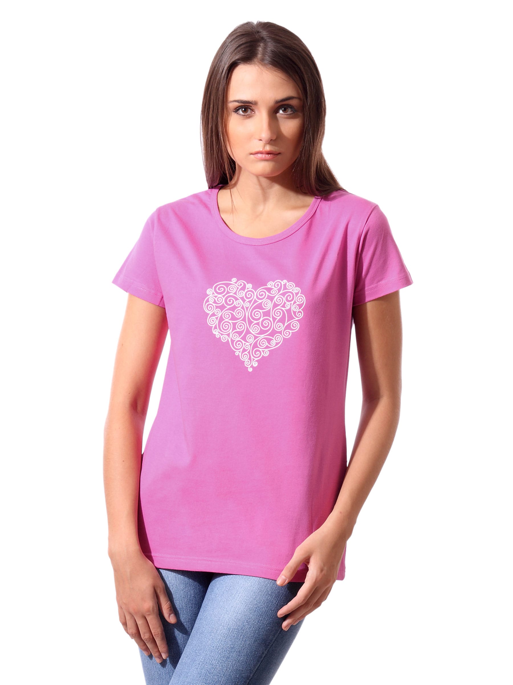 Tantra Women Pink Curly Heart T-shirt