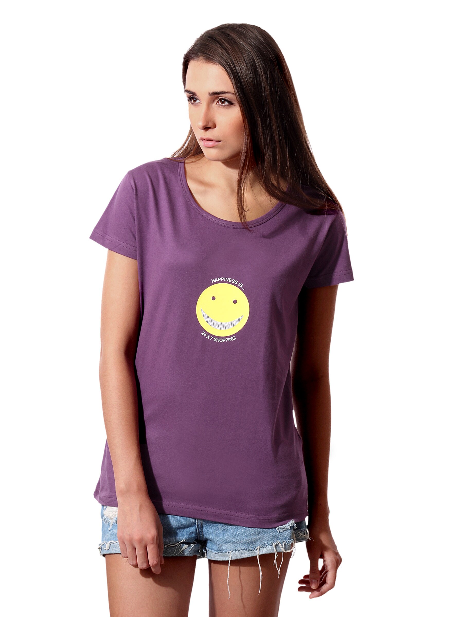 Tantra Women Purple Shopping T-shirt