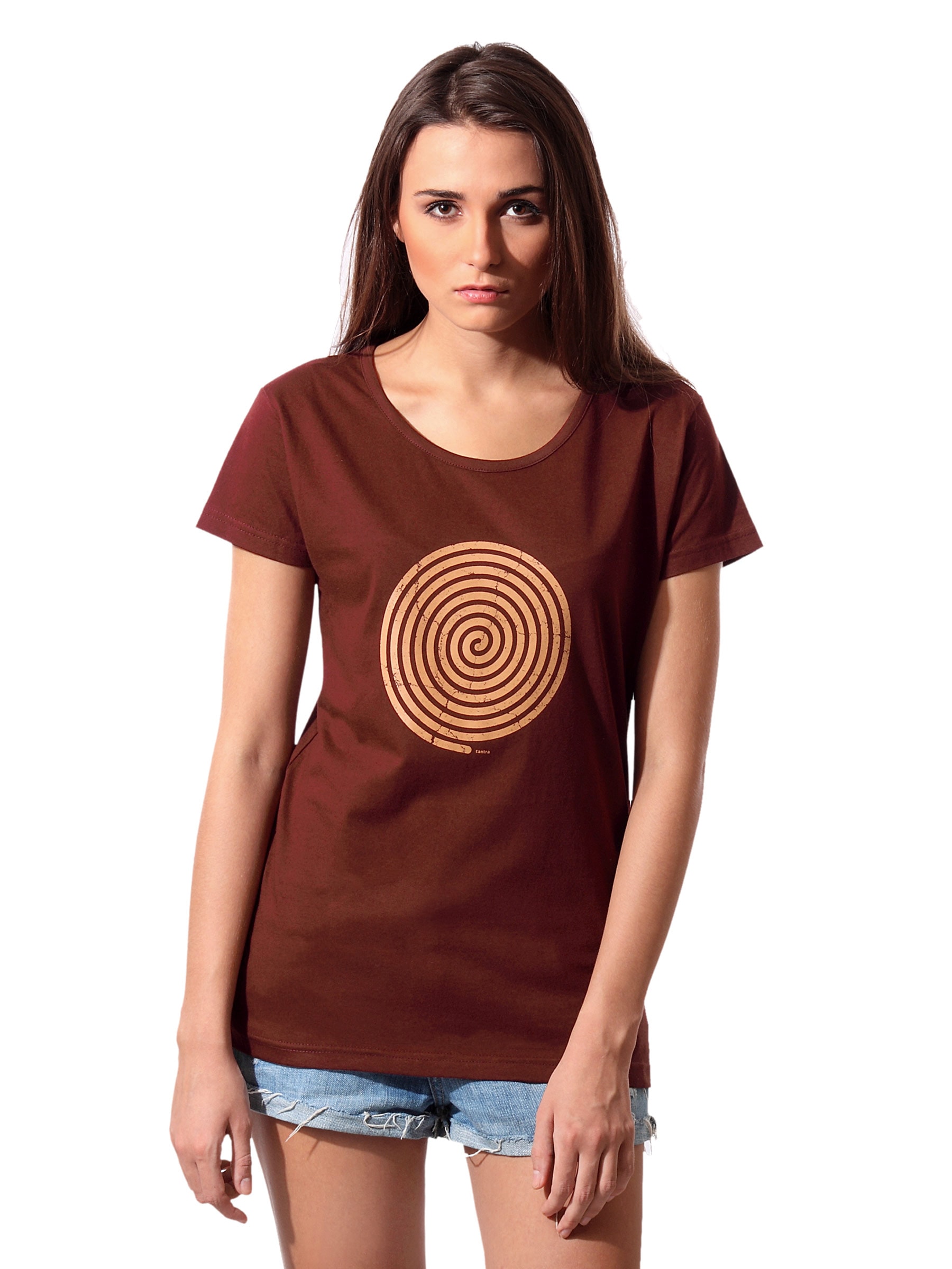 Tantra Women Brown Swirl T-shirt