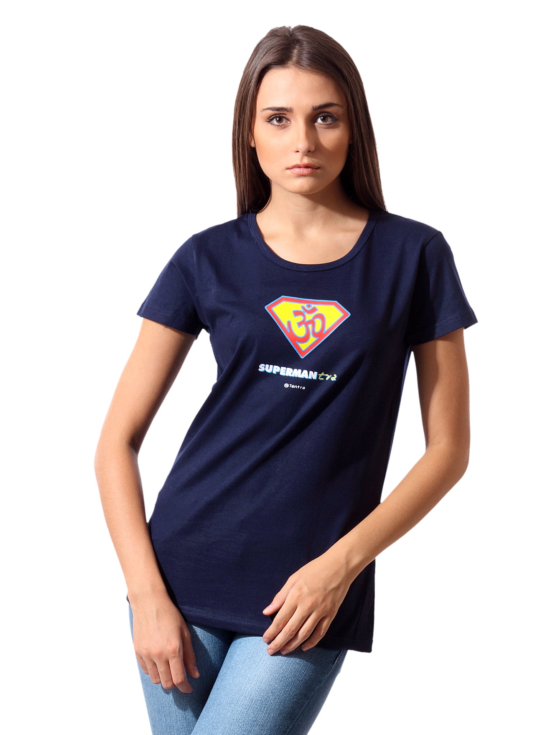 Tantra Women Navy Blue Supermantra T-shirt