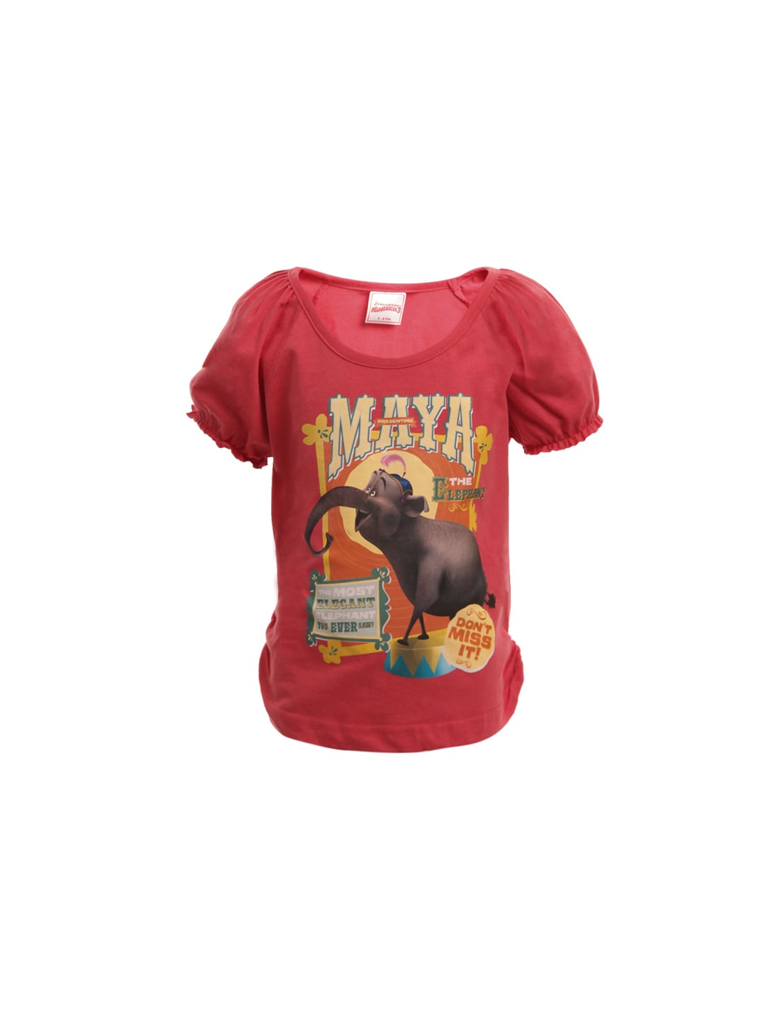Madagascar3 Girls Coral Printed T-Shirt