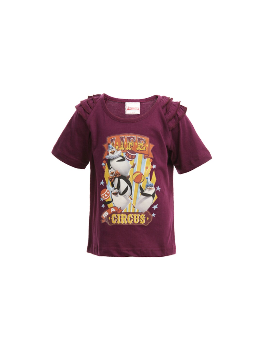 Madagascar3 Girls Purple Printed T-Shirt