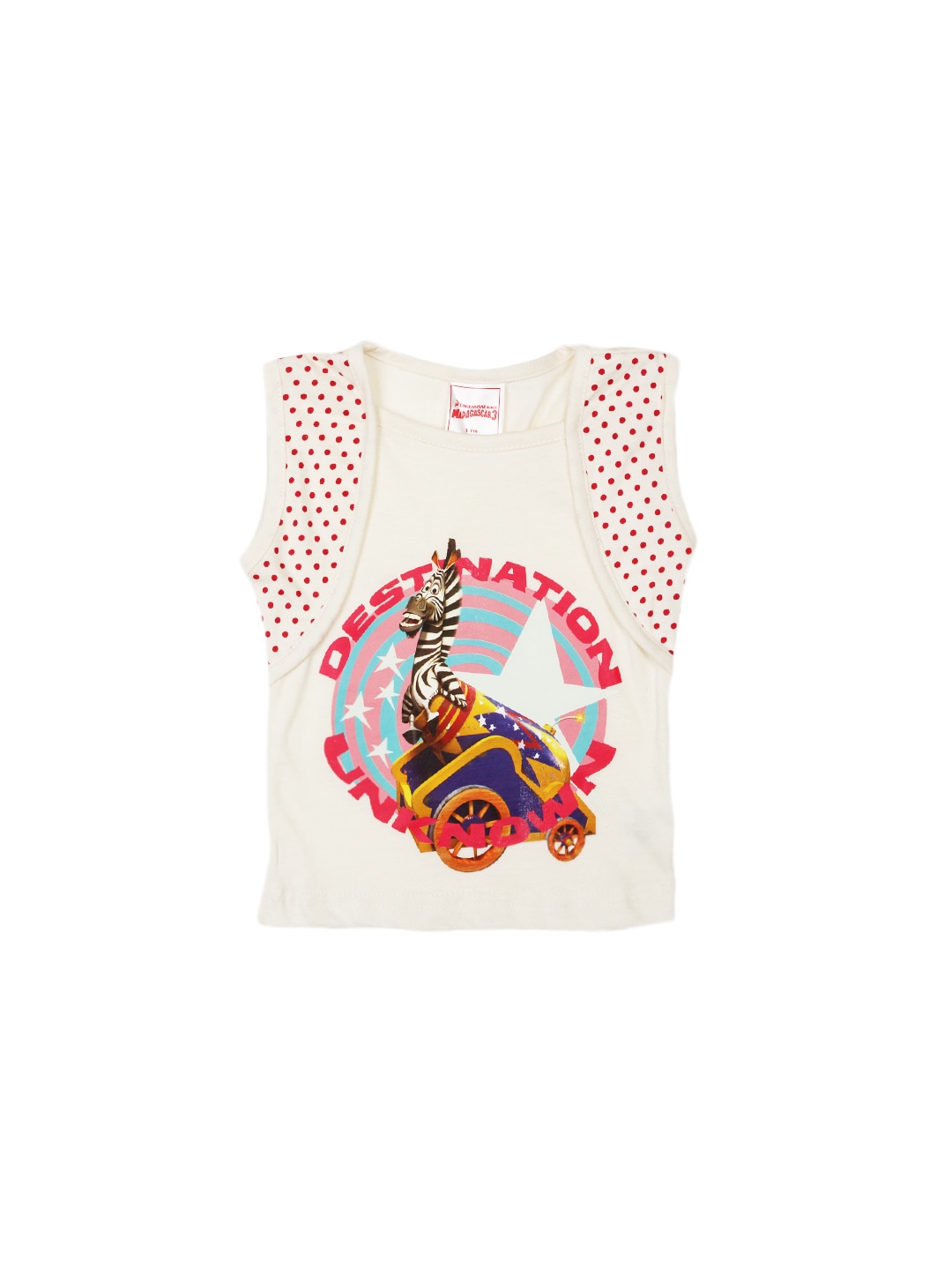 Madagascar3 Girls Off White Printed T-Shirt