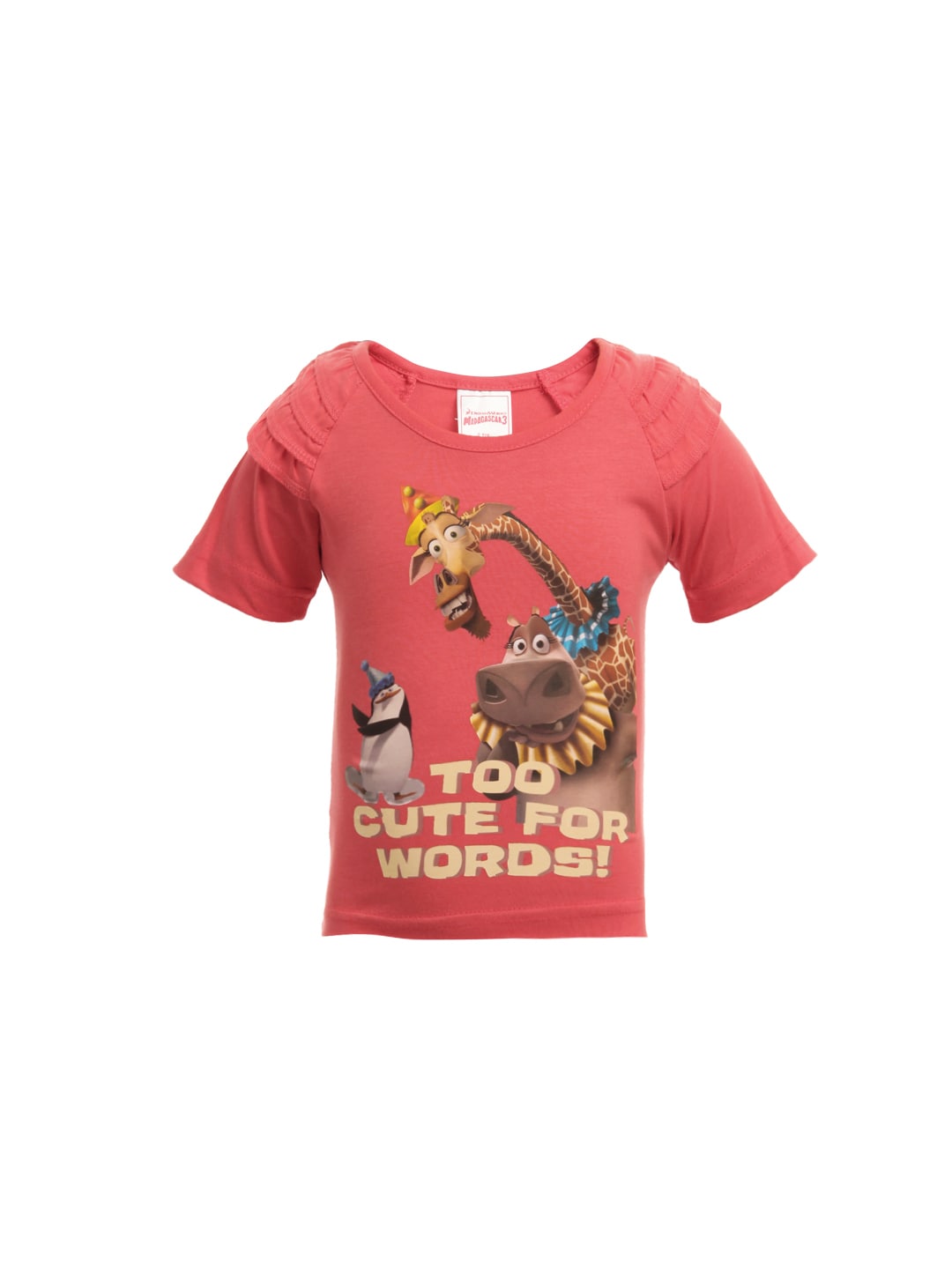 Madagascar3 Girls Soft Red Printed T-Shirt