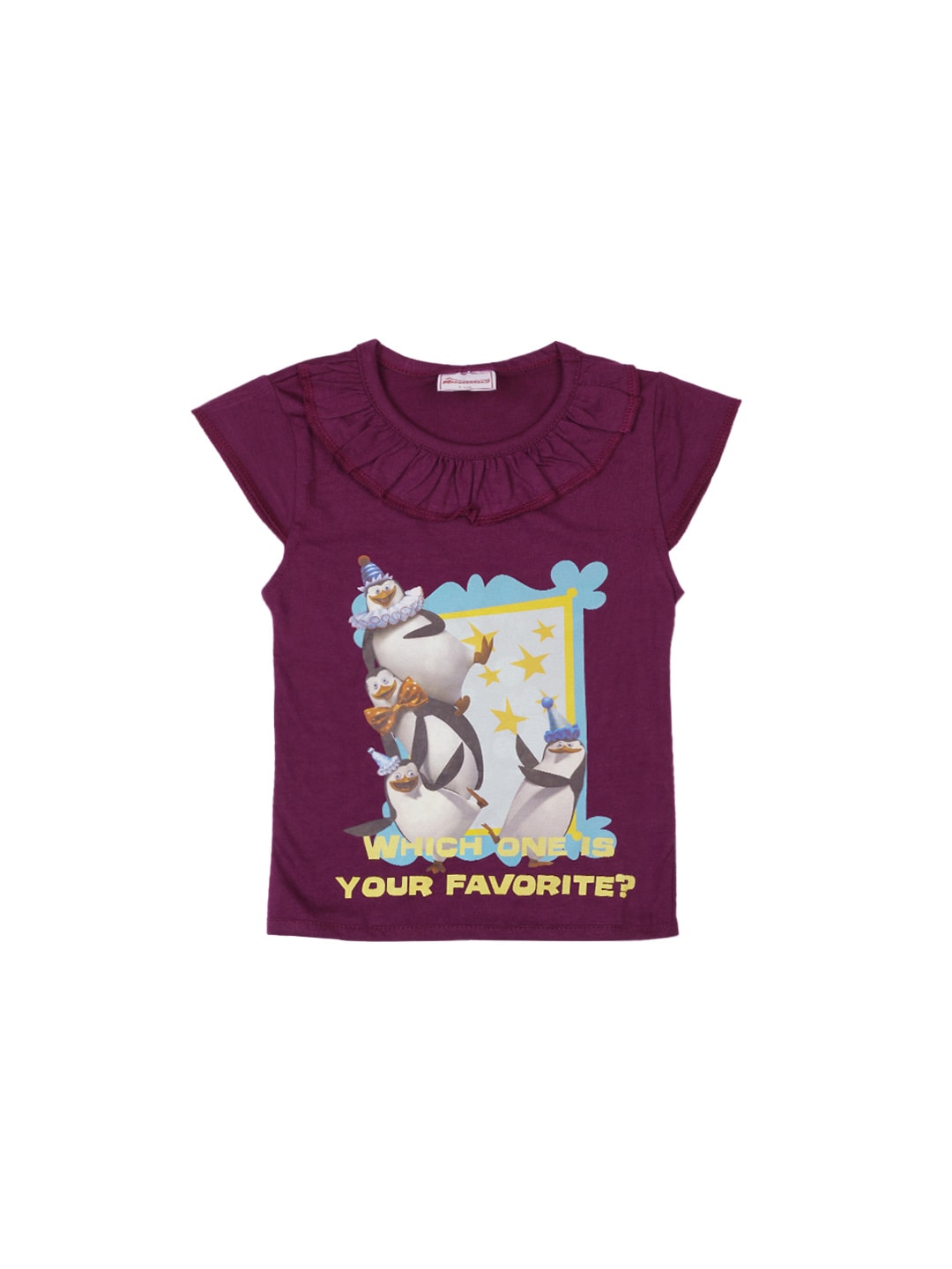 Madagascar3 Girls Purple Printed T-Shirt