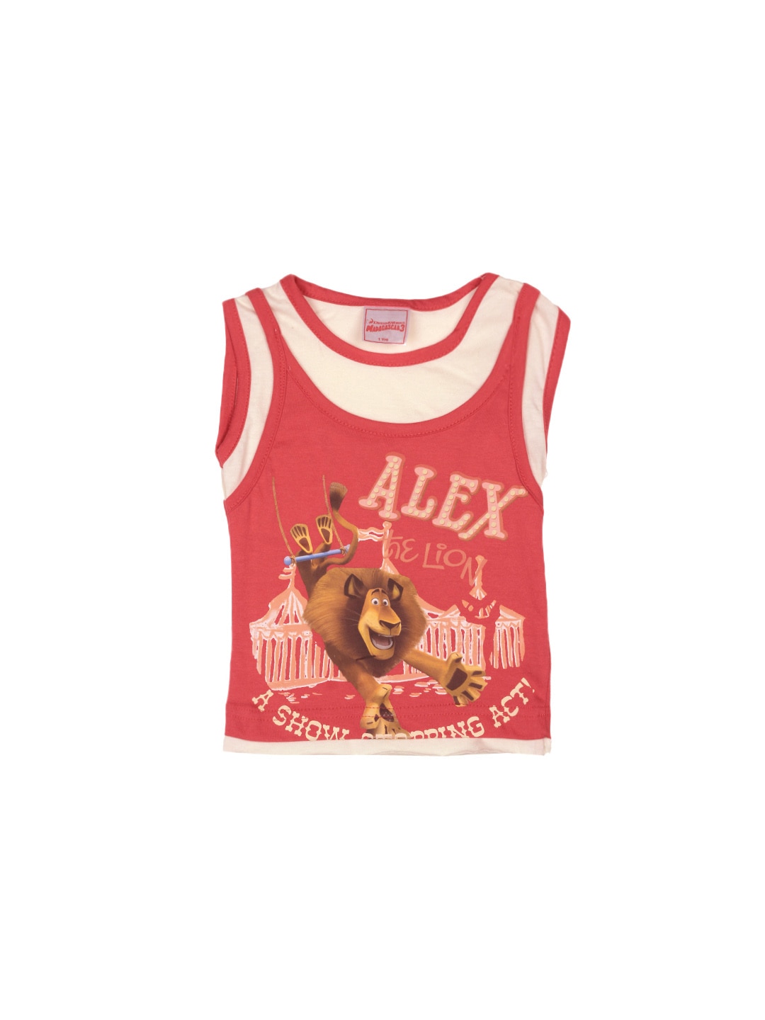 Madagascar3 Girls Soft Red Printed T-Shirt