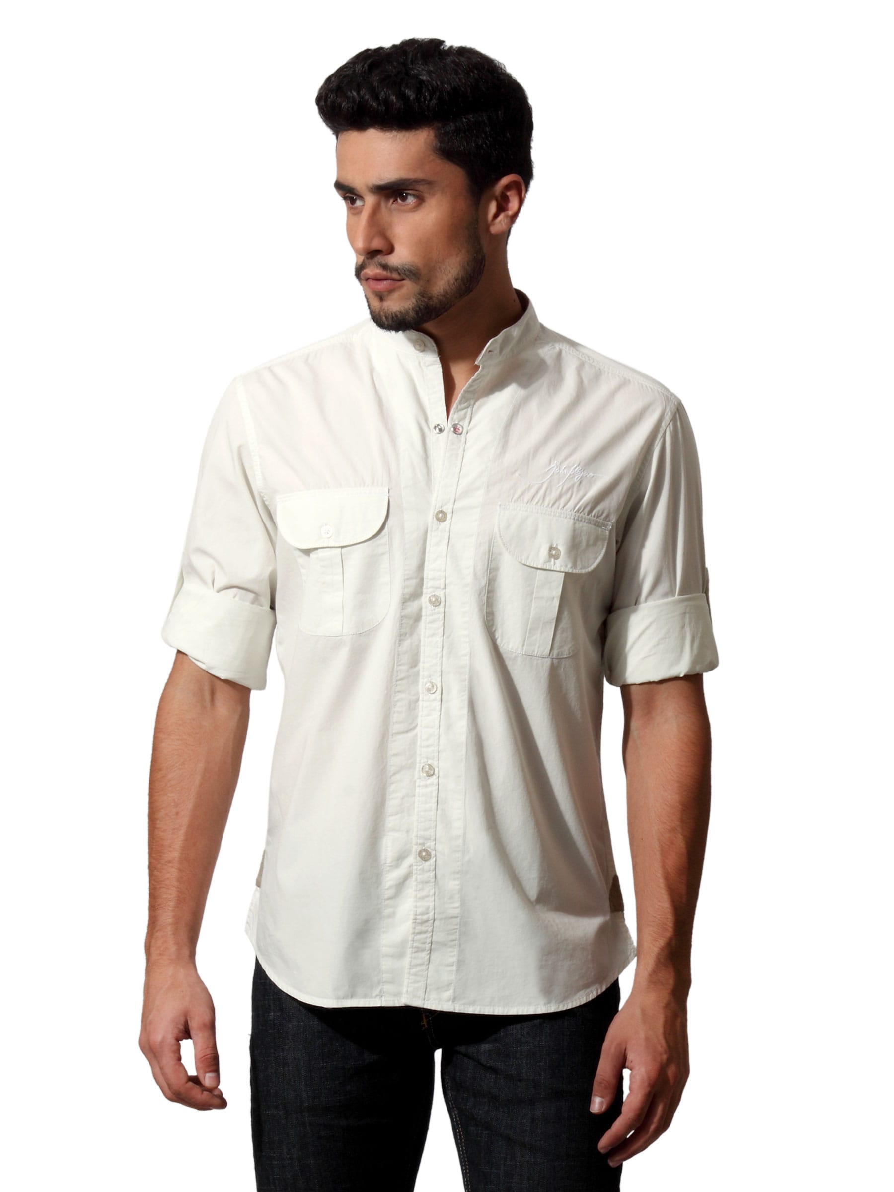 John Players Men Solid White Shirt