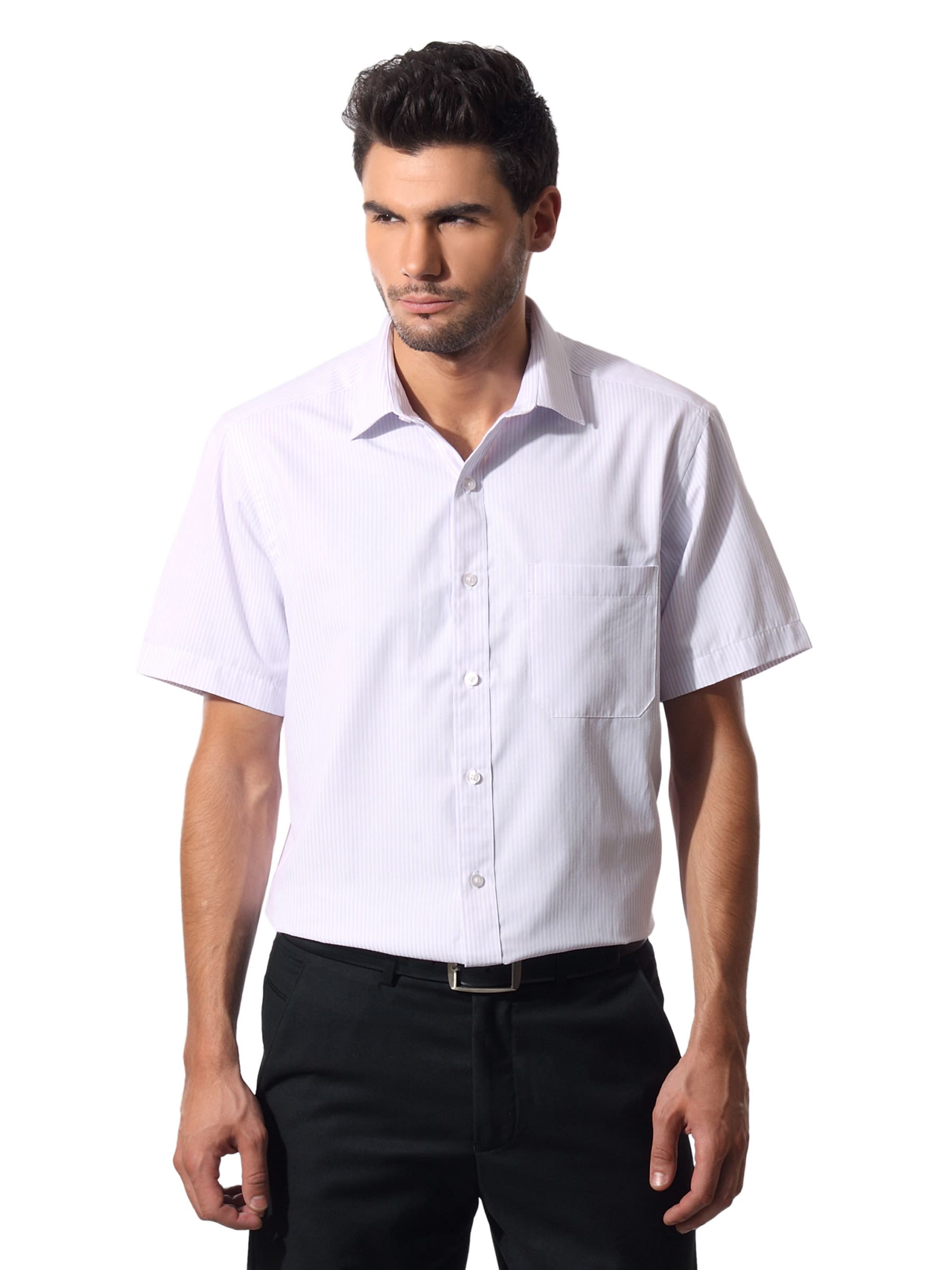 John Players Men Striped White Shirt