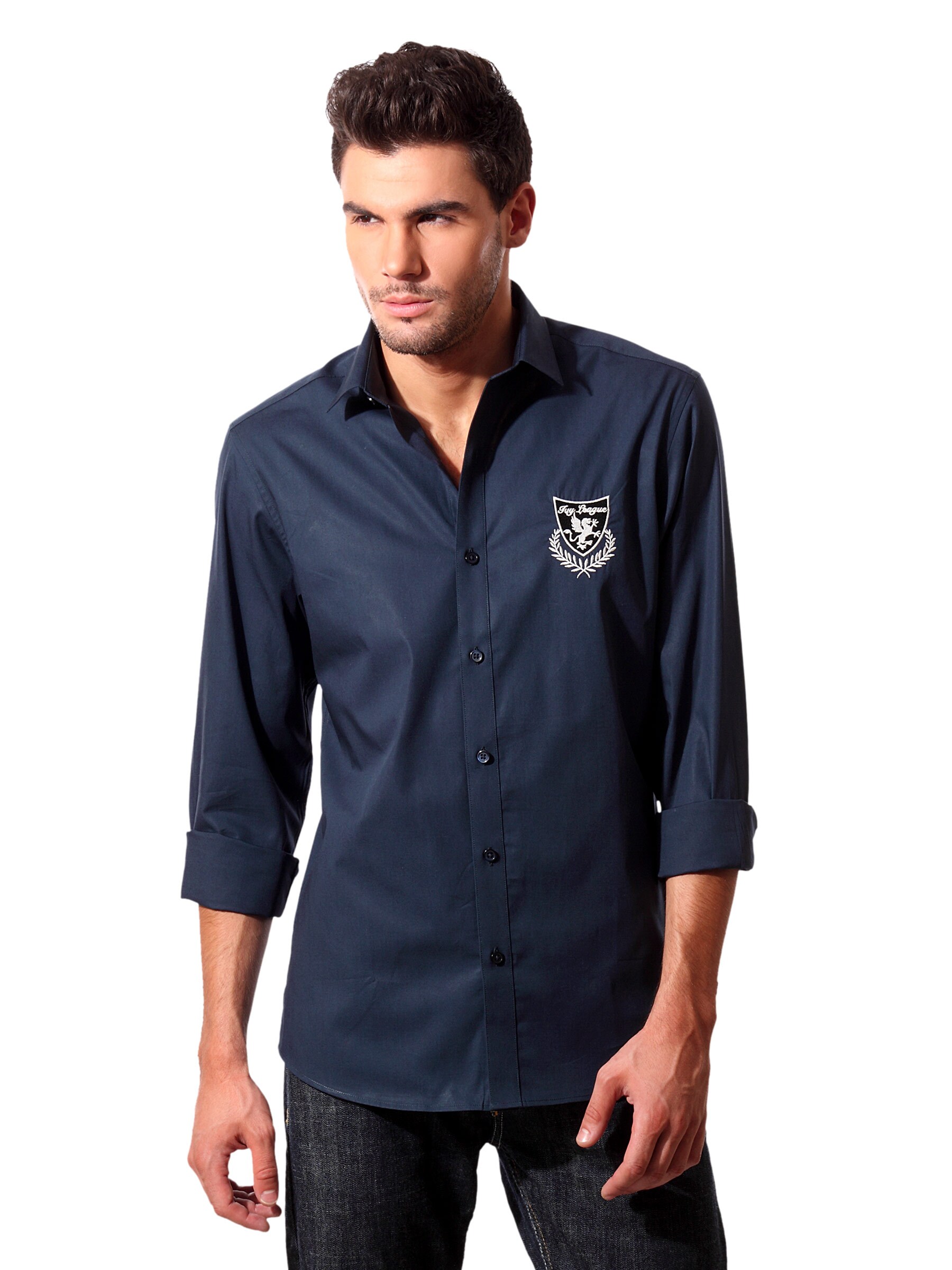 John Players Men Navy Blue Shirt