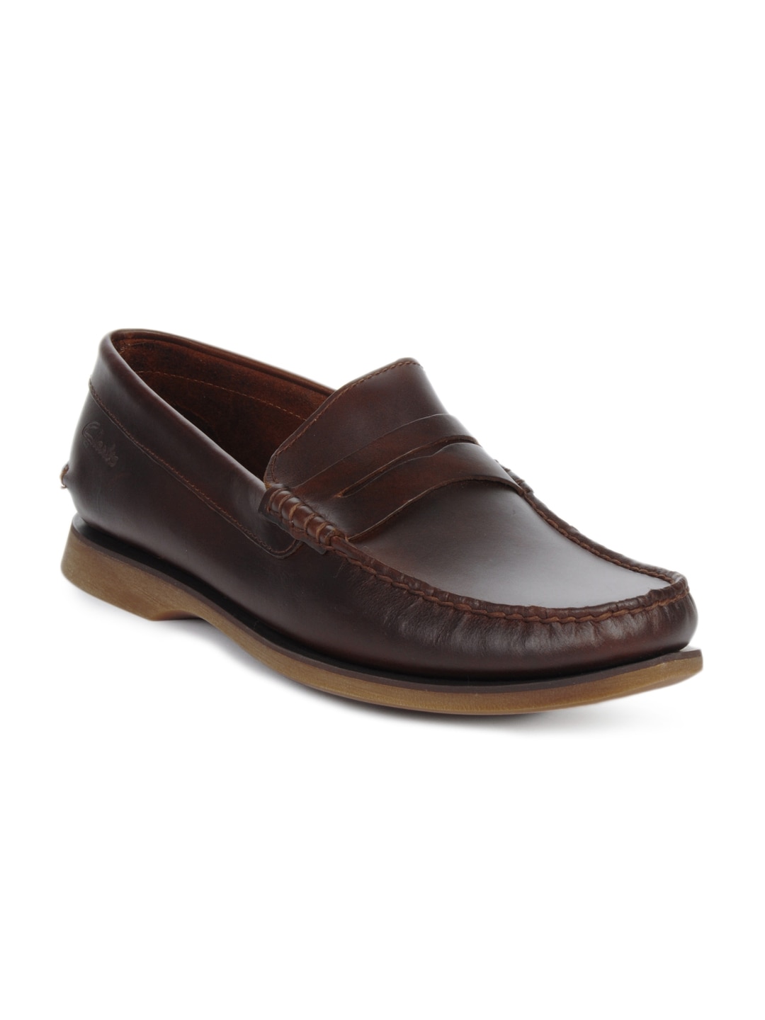 Clarks Men Brown Quay Point Mahogany Leather Shoes