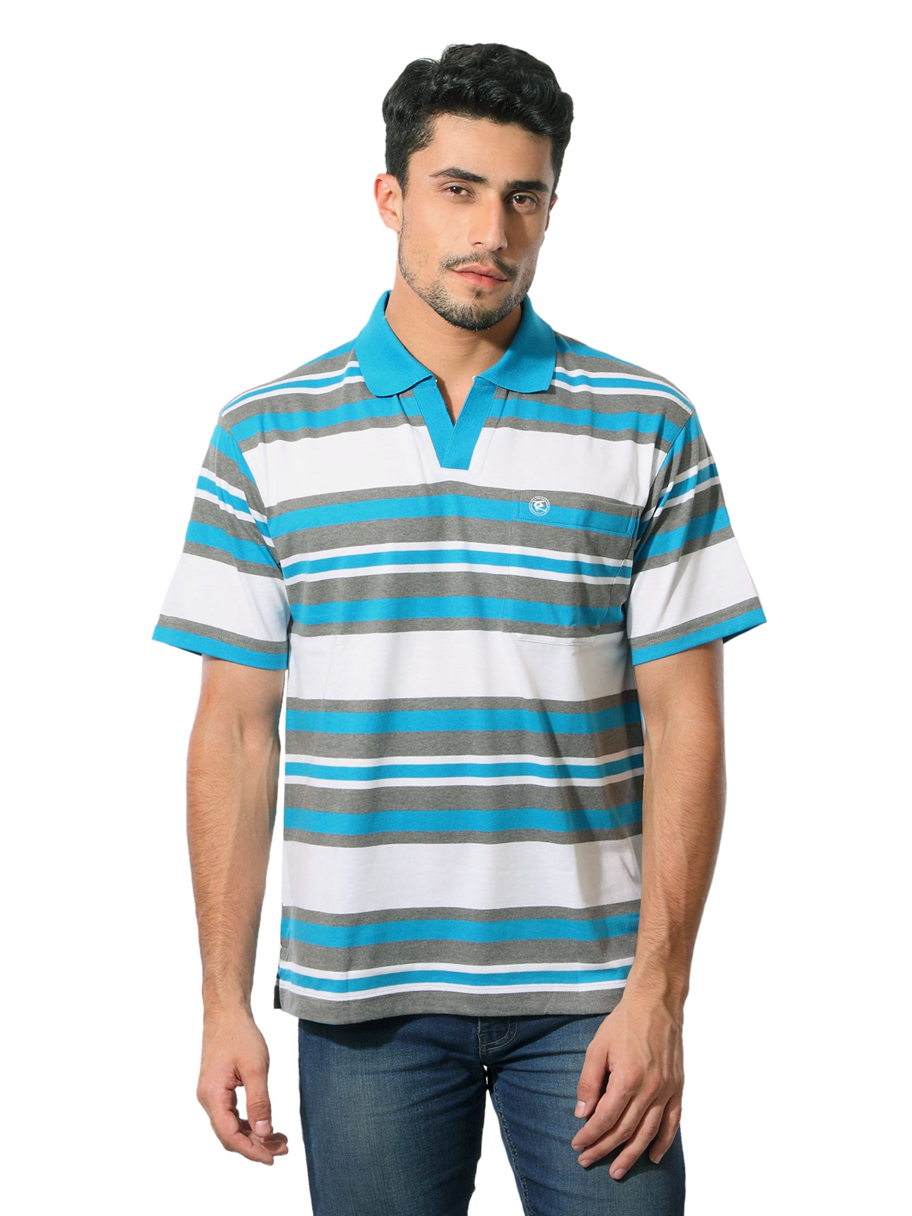 Classic Polo Men Striped Blue T-Shirt