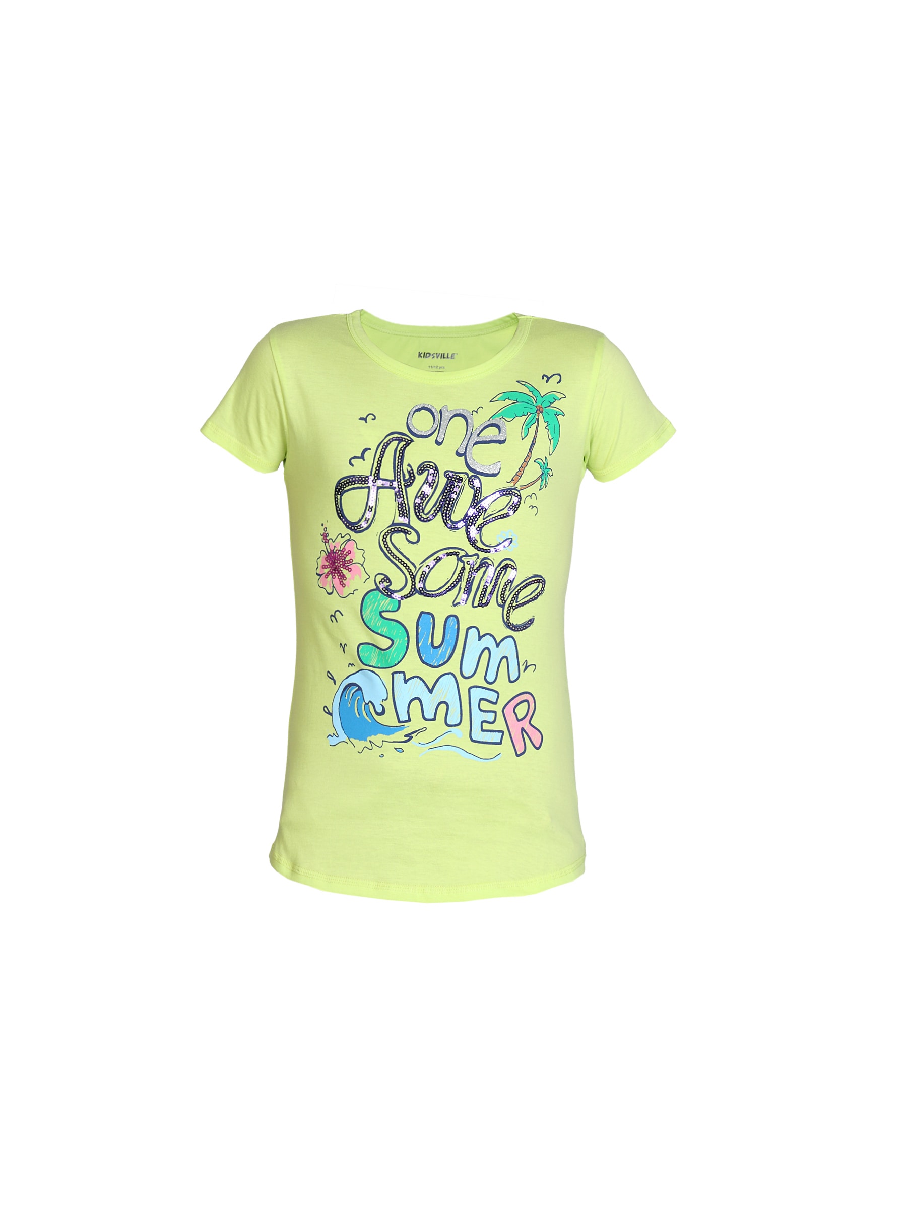 Kids Ville Girls Green Printed Top