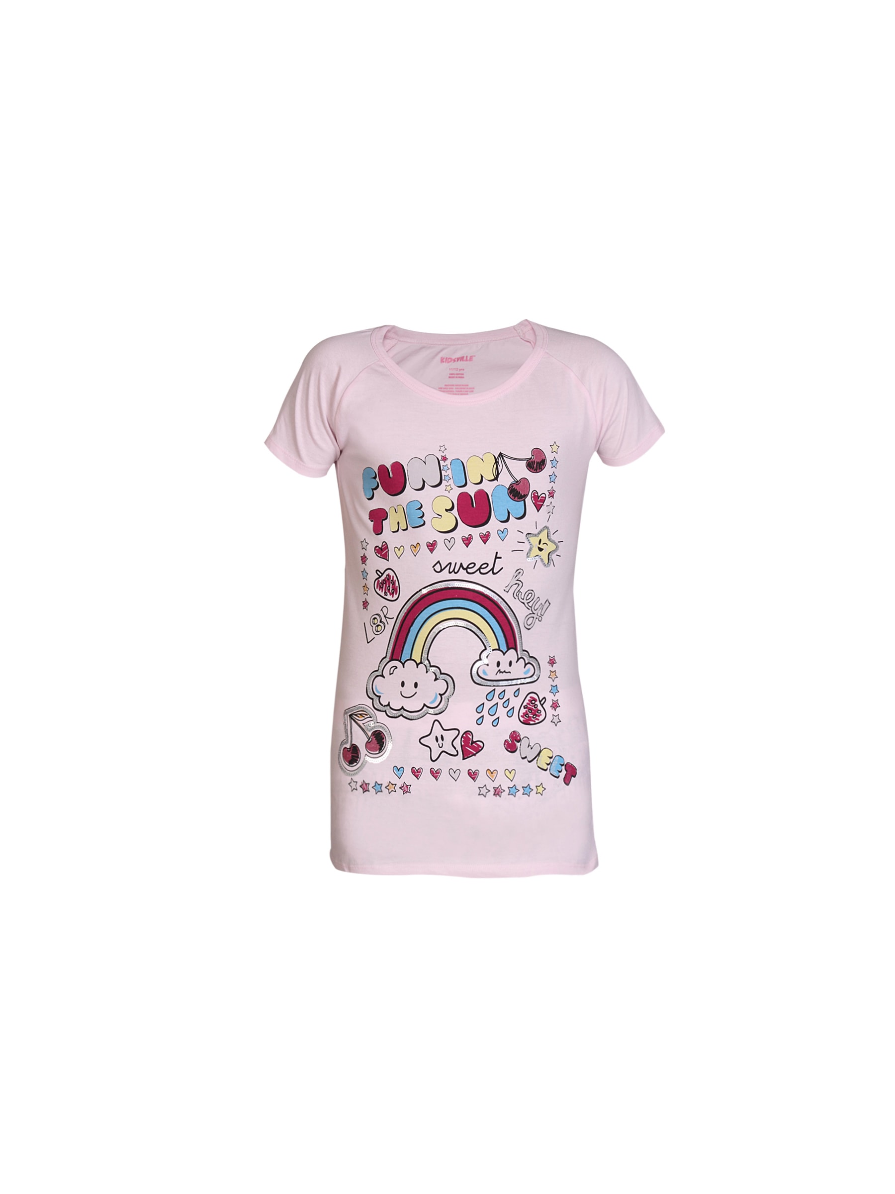 Kids Ville Girls Pink Printed Top