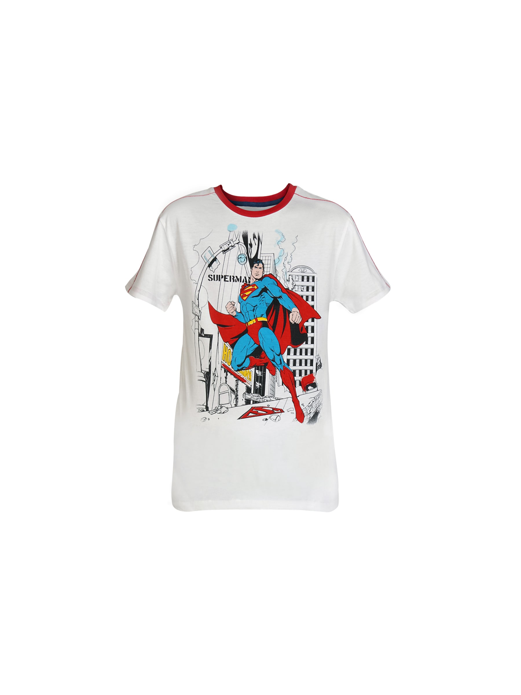 Superman Boys White Printed T-shirt