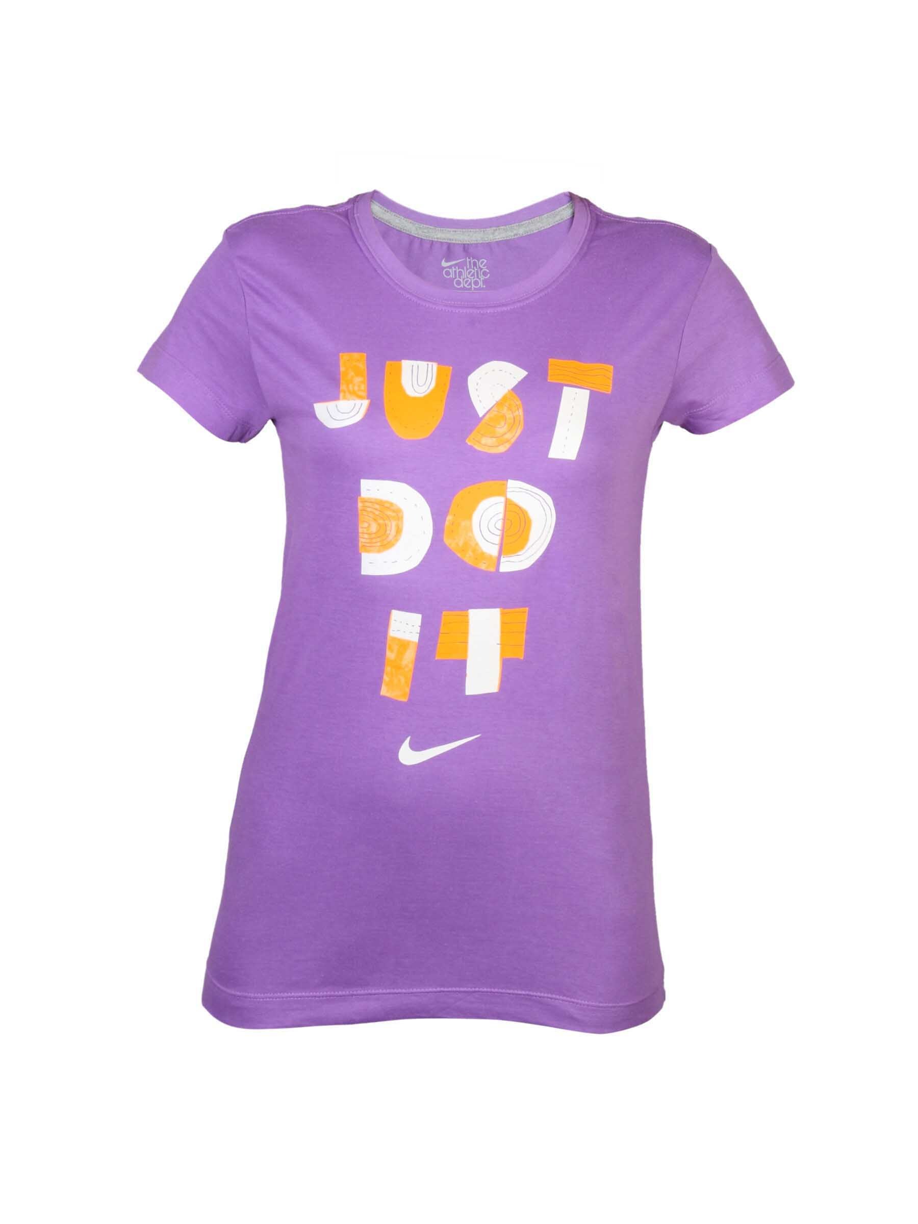 Nike Women Printed Crew Purple T-shirt