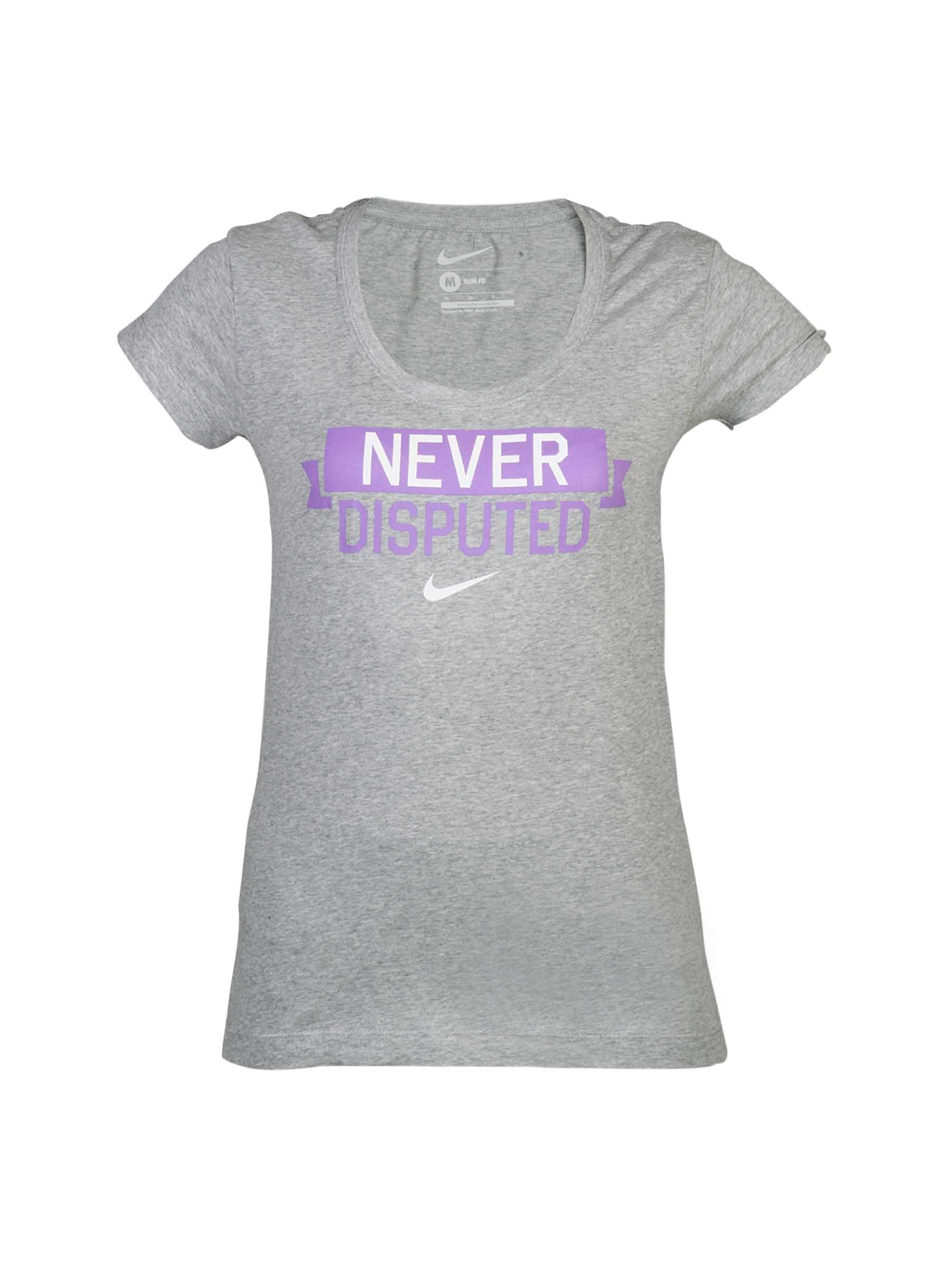 Nike Women Printed Grey T-shirt