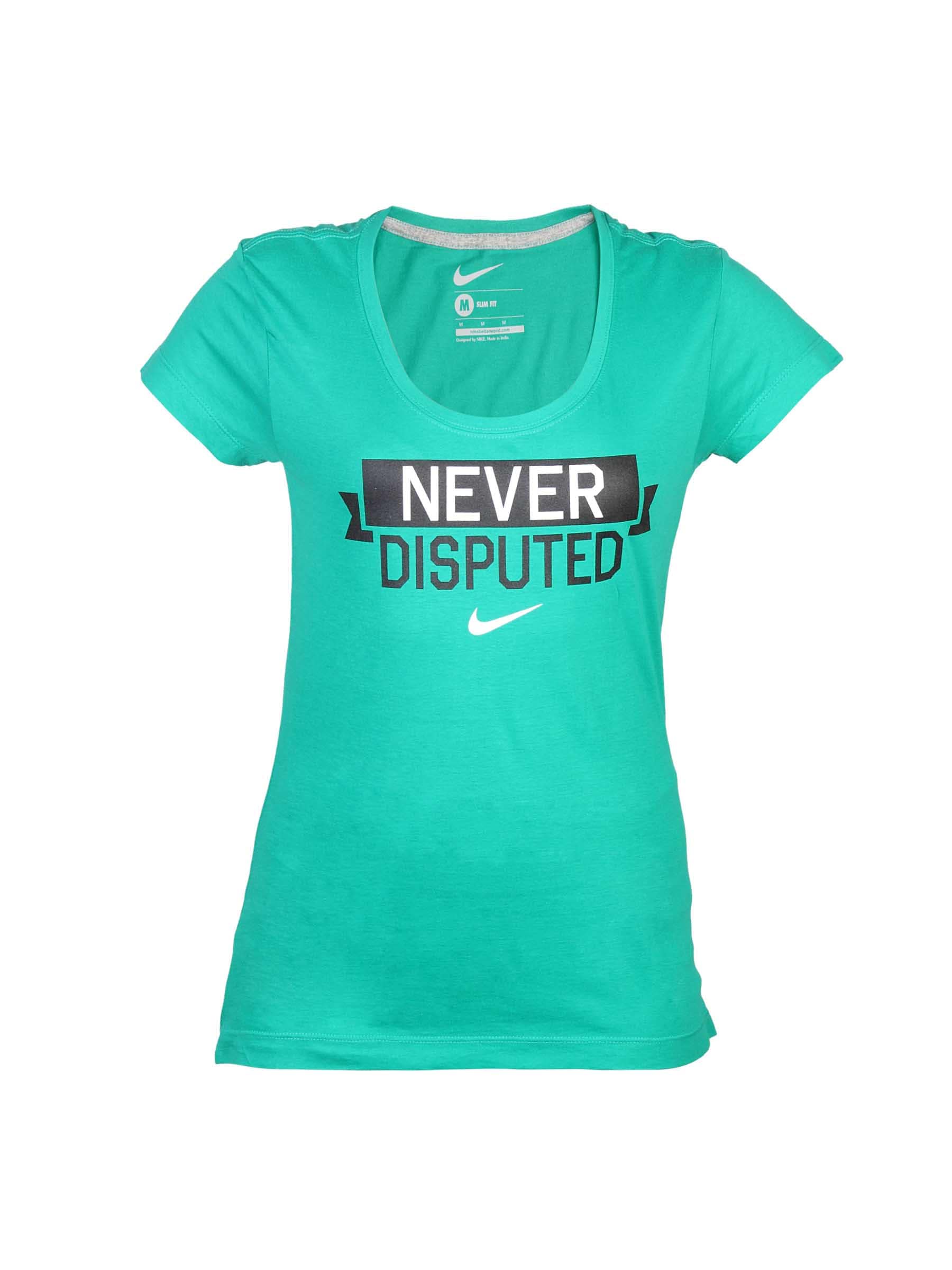 Nike Women Printed Green T-shirt