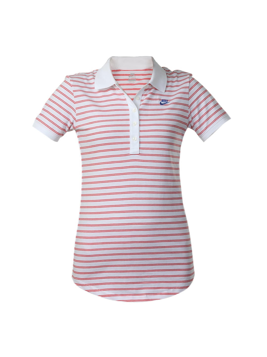 Nike Women White & Red Striped T-shirt