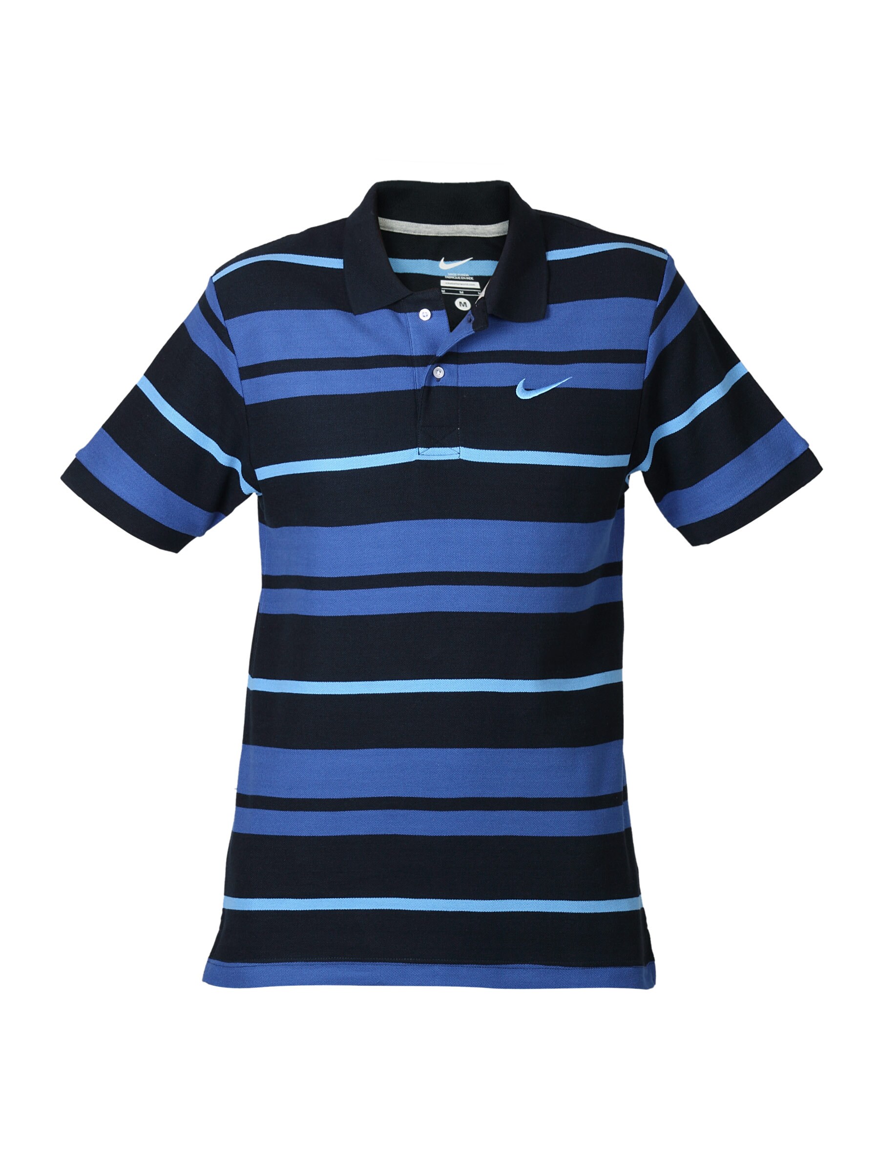 Nike Men Polo Blue & Black Striped T-shirt