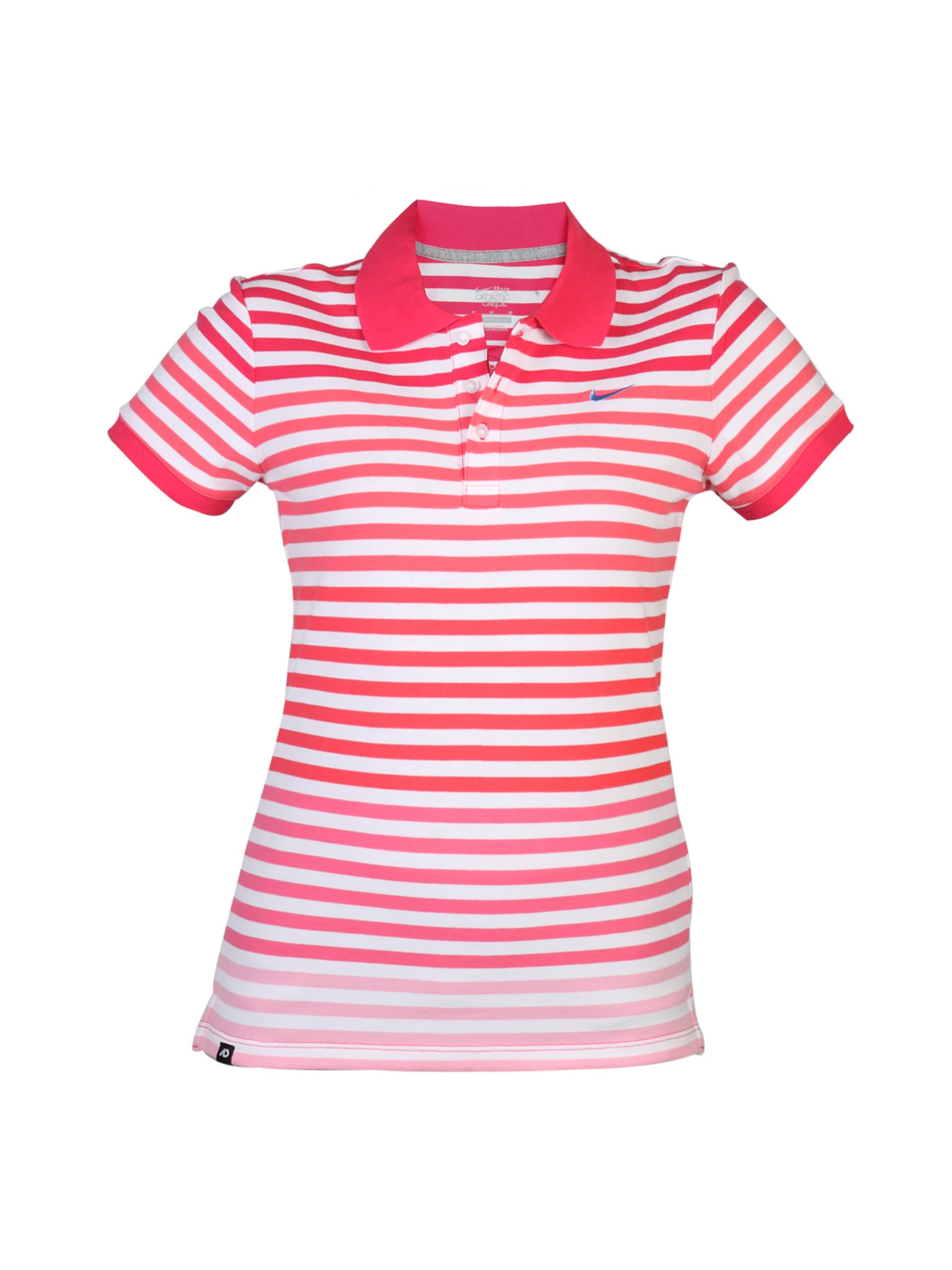 Nike Women Polo Pink Striped T-shirt