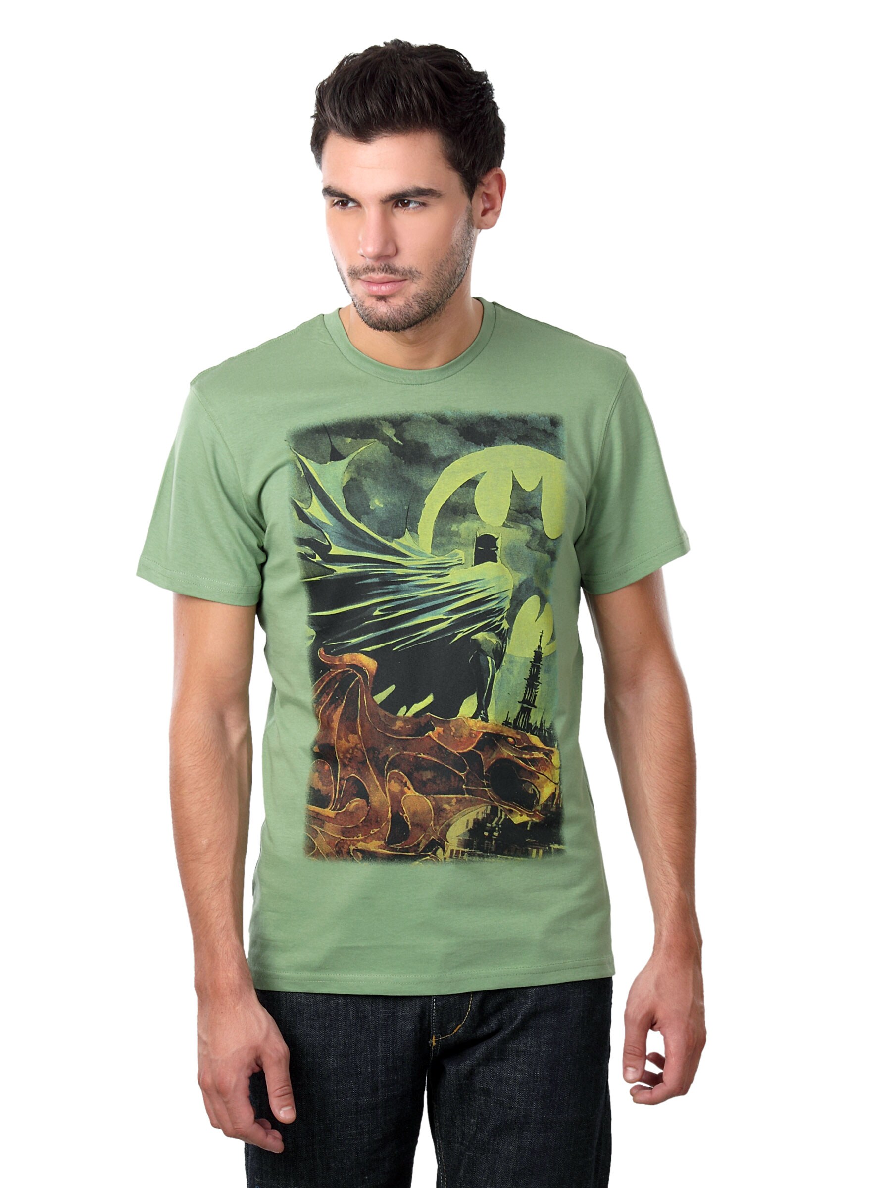 Batman Men Crew Neck Green T-shirt