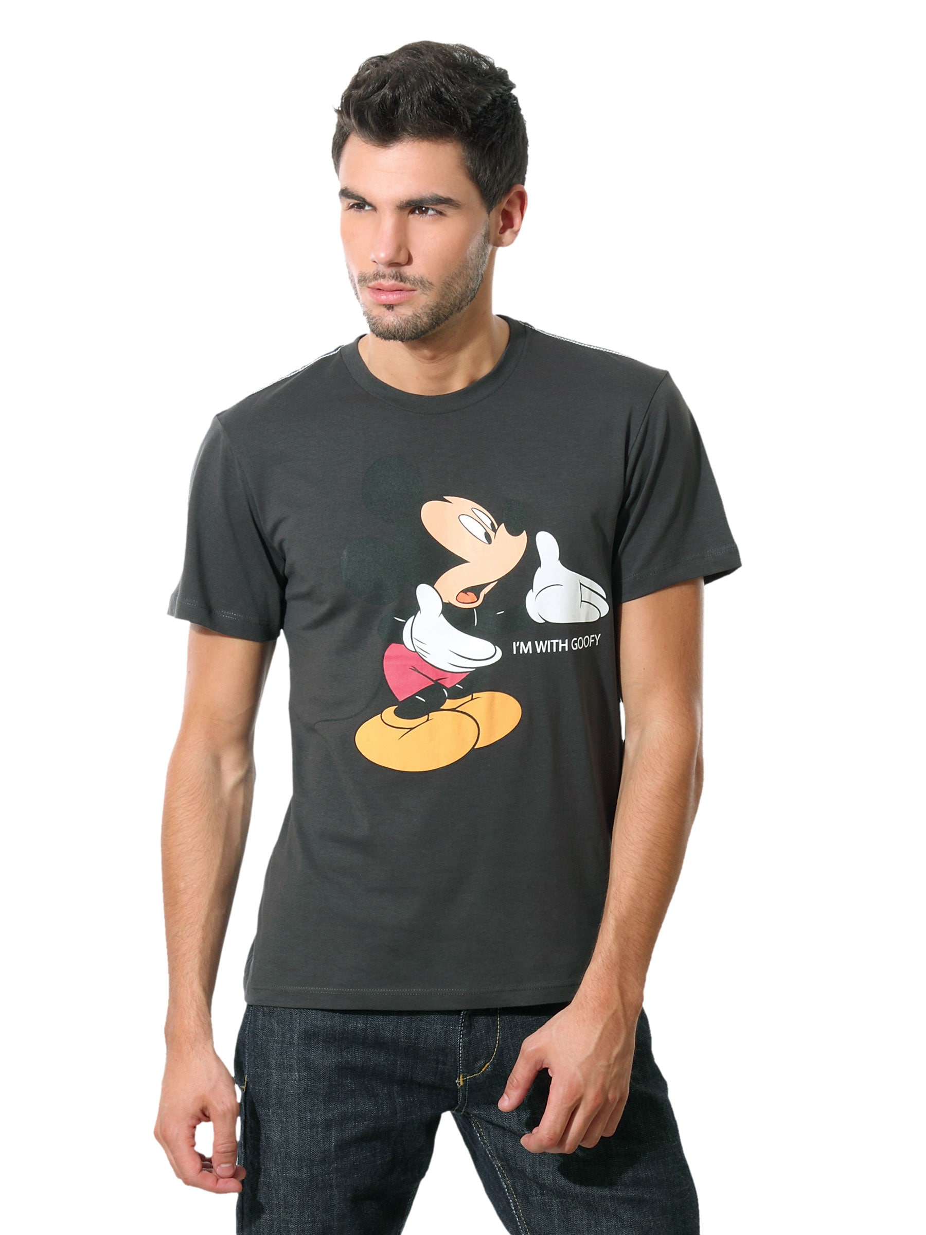 Mickey Men Printed Charcoal T-shirt