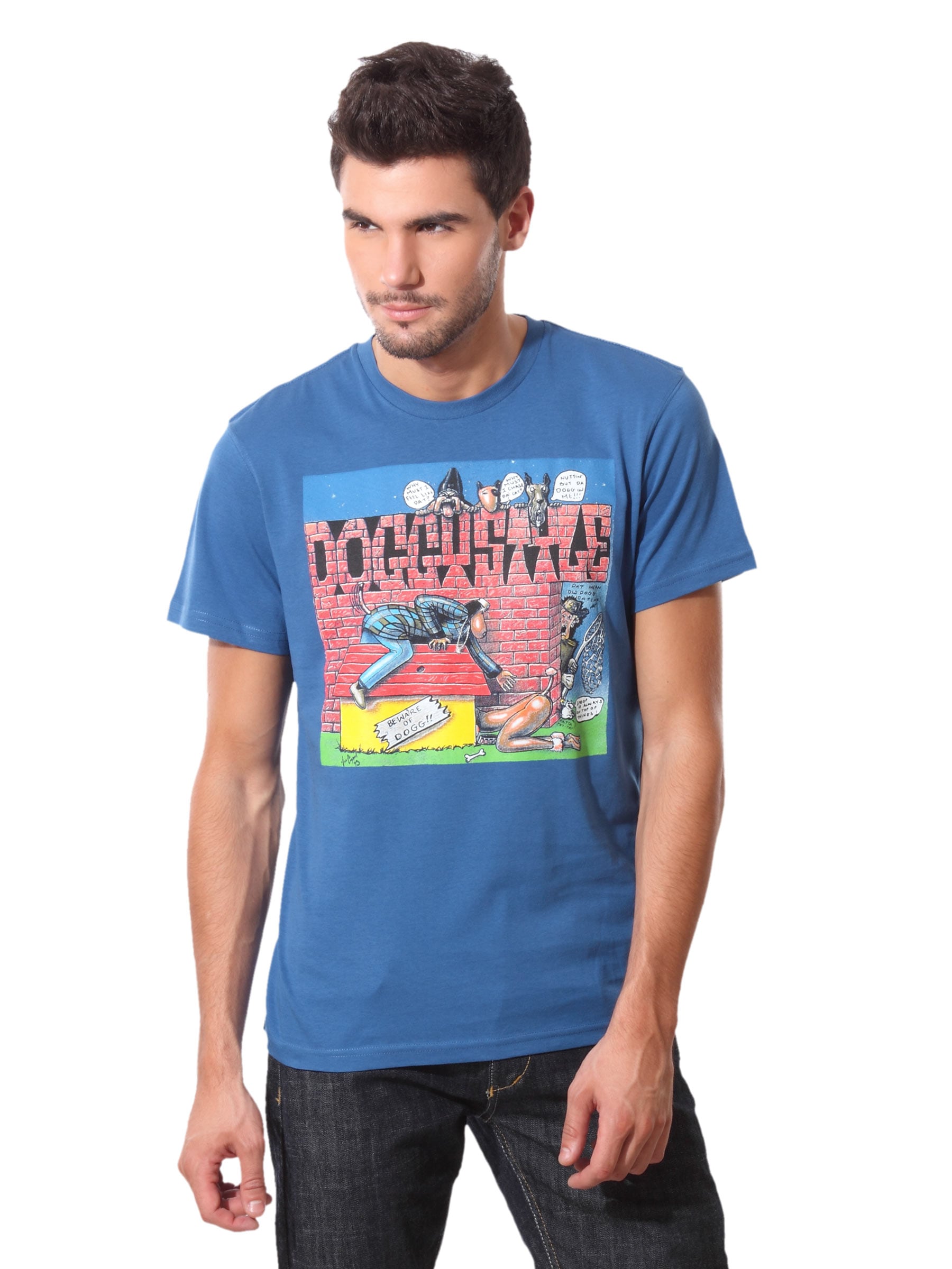 Music Men Blue Printed T-shirt