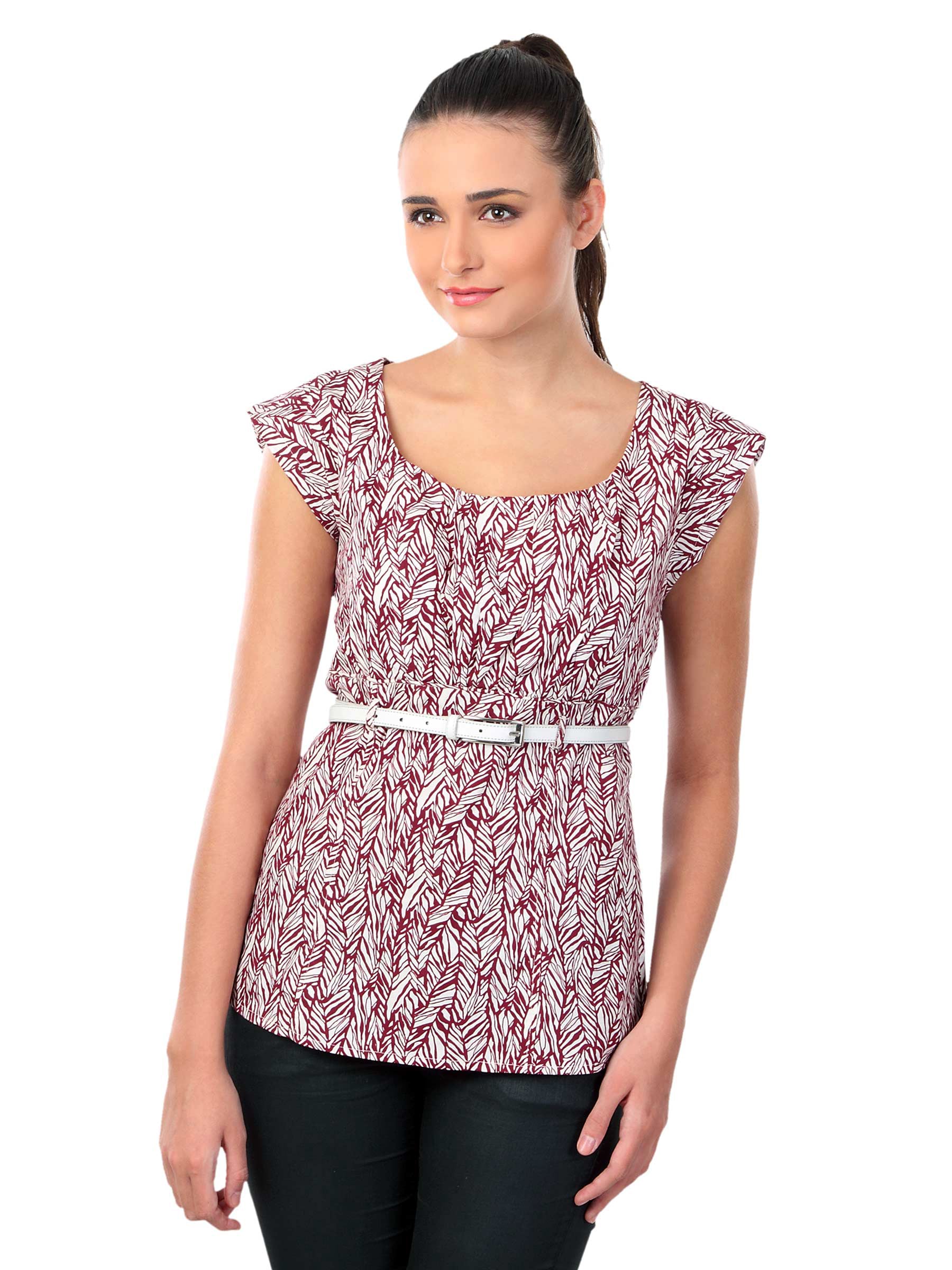 Latin Quarters Women Burgundy Printed Top