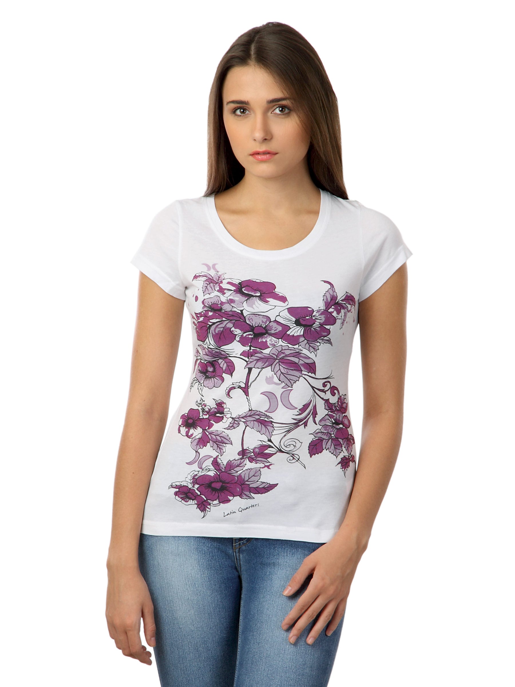 Latin Quarters Women White Printed Top