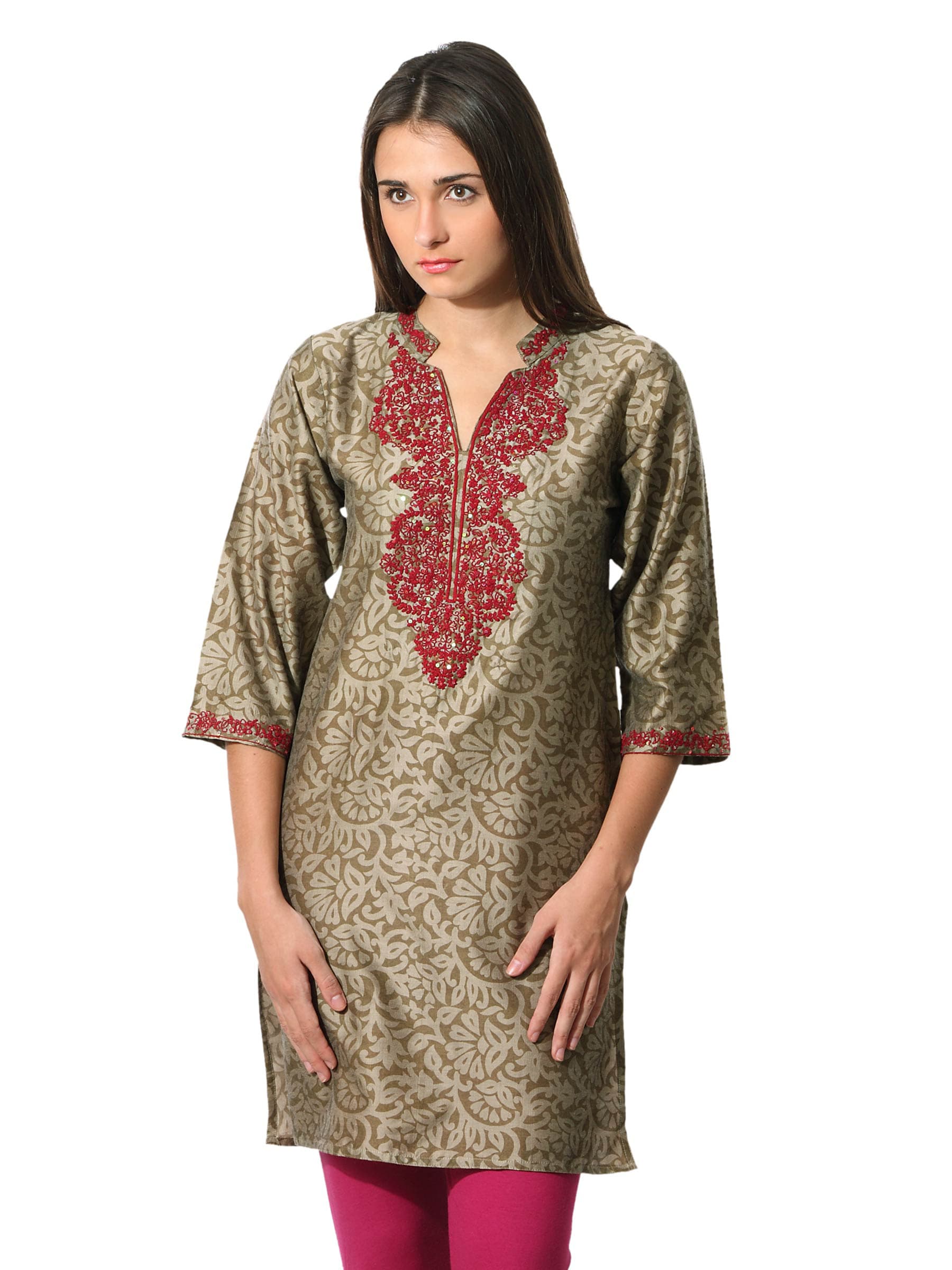 Aneri Women Brown Printed Kurta