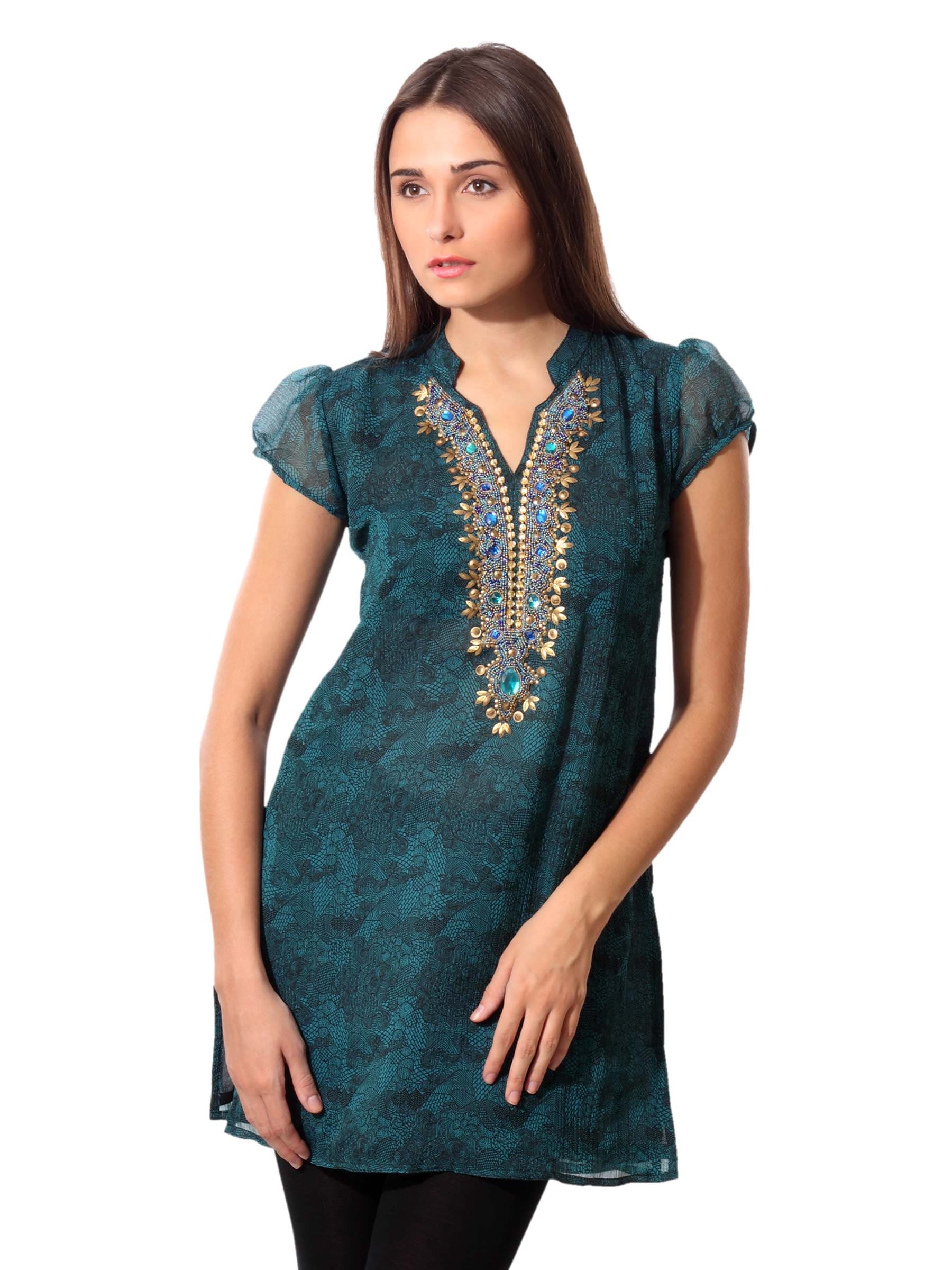 Aneri Women Blue Printed Kurta