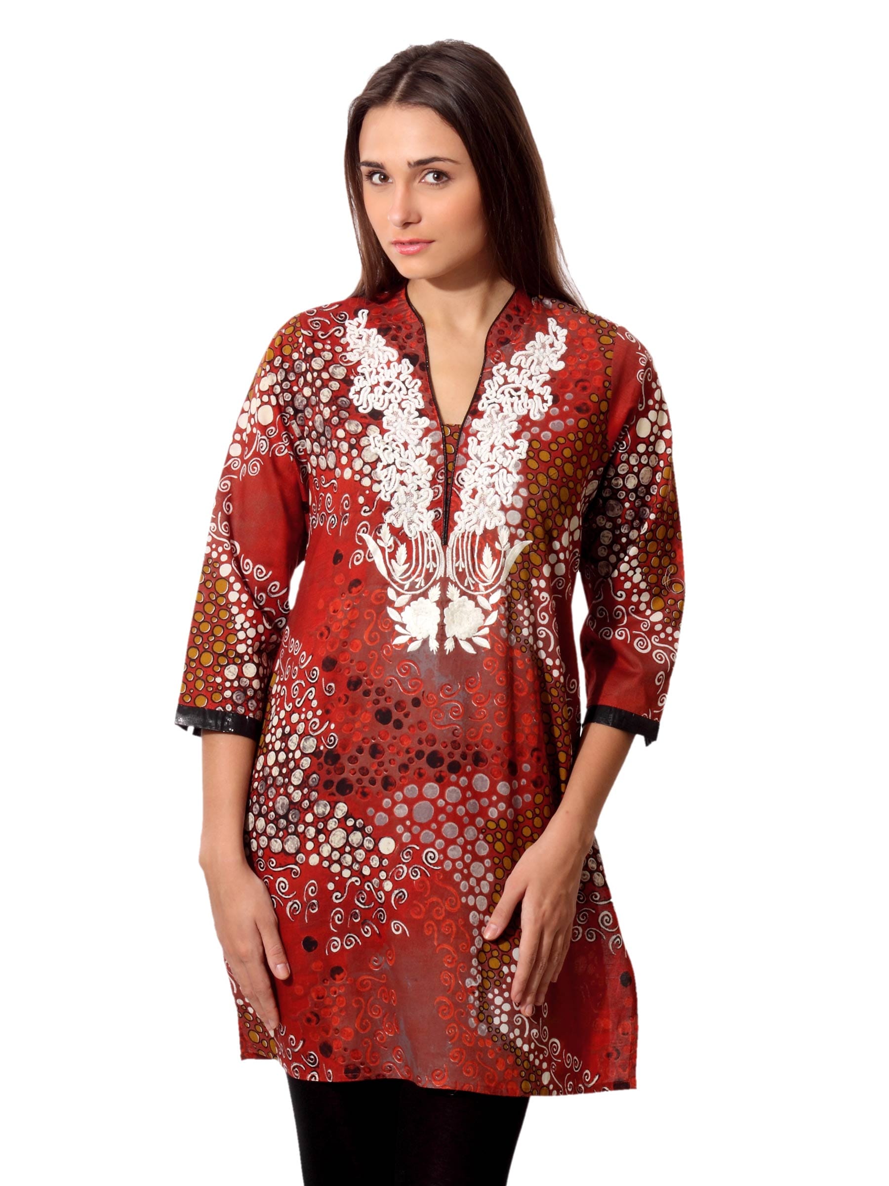 Aneri Women Orange Printed Kurta