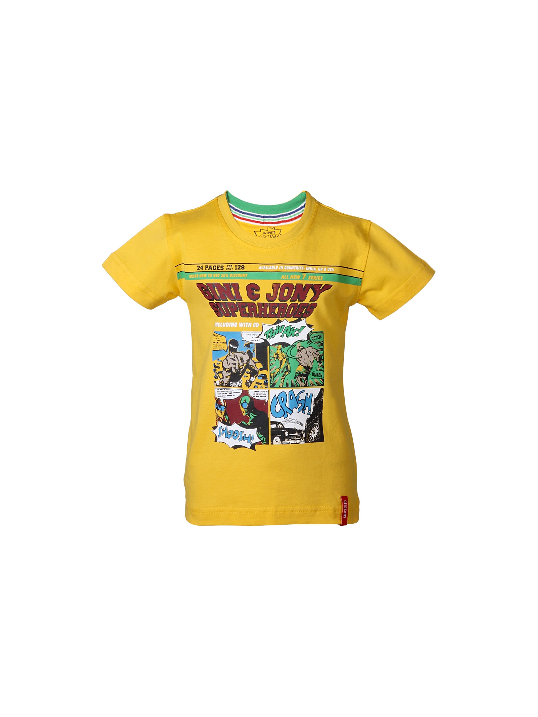 Gini and Jony Boys Printed Yellow T-shirt