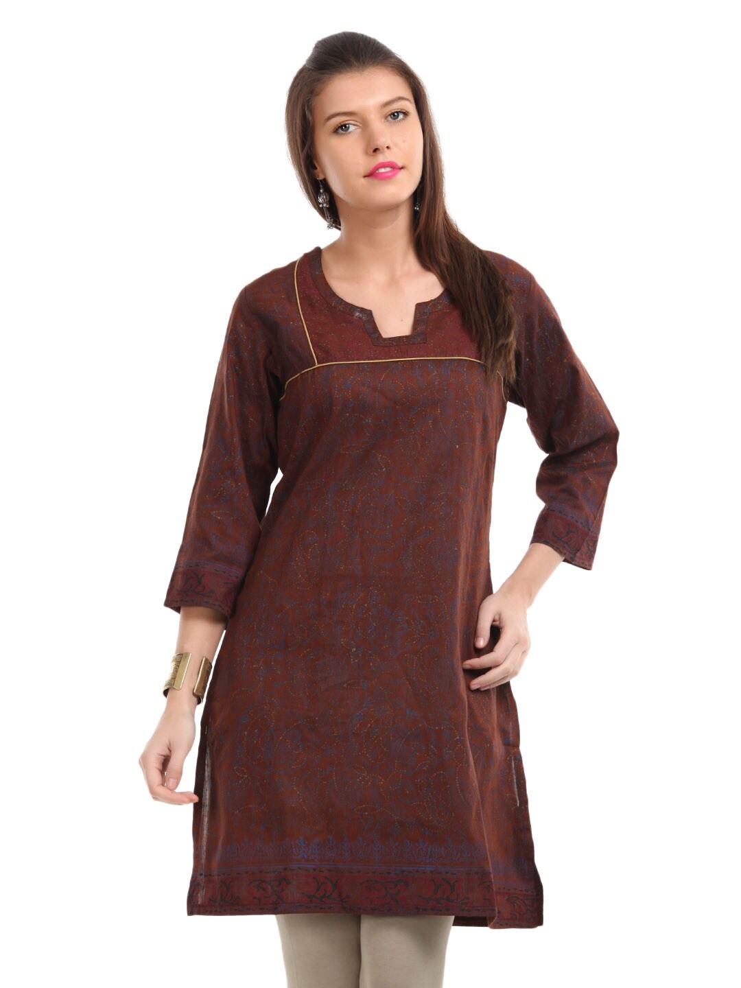 Diva Women Brown Printed Kurta