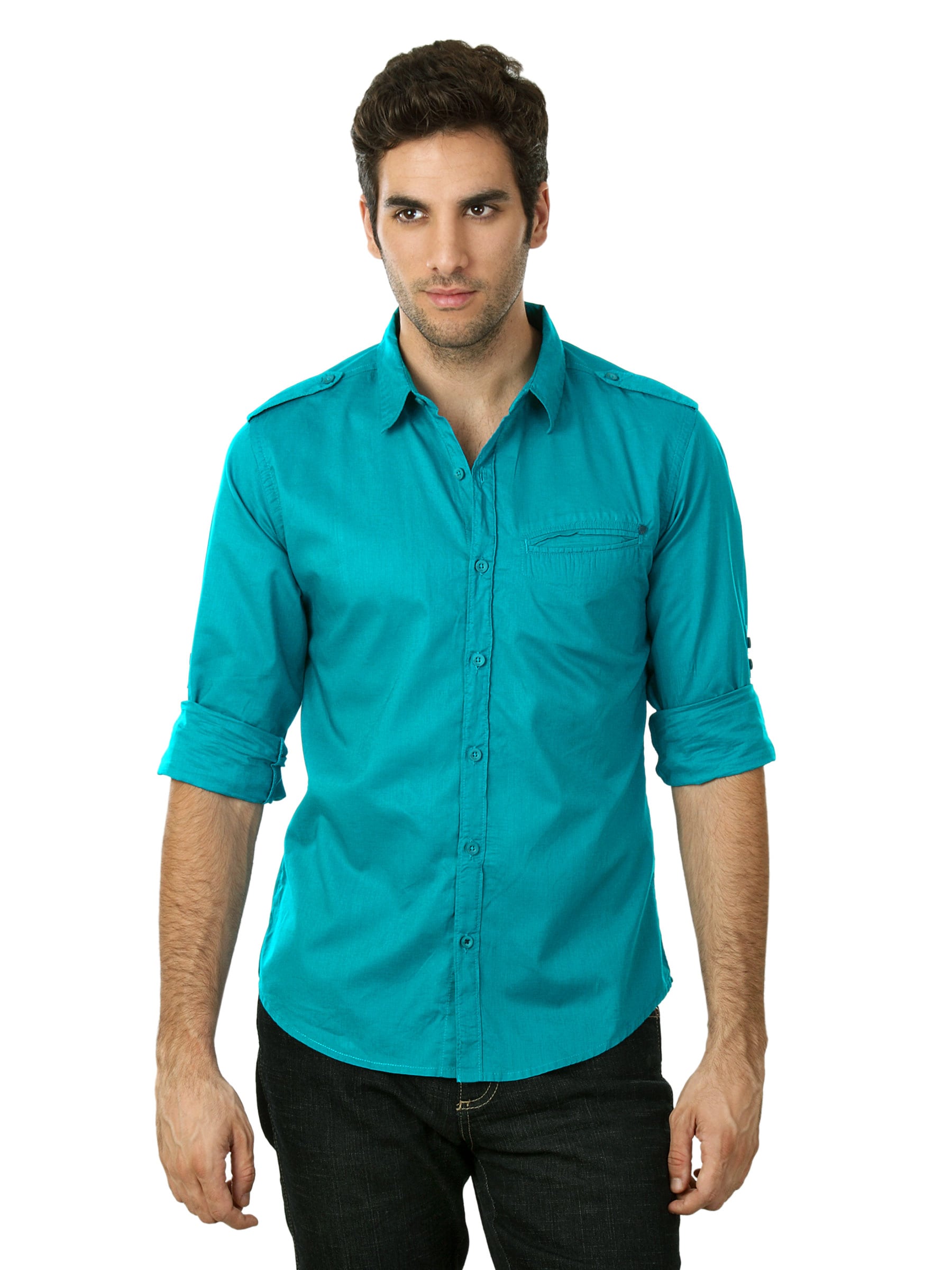 Spykar Men Ranger Teal Shirt