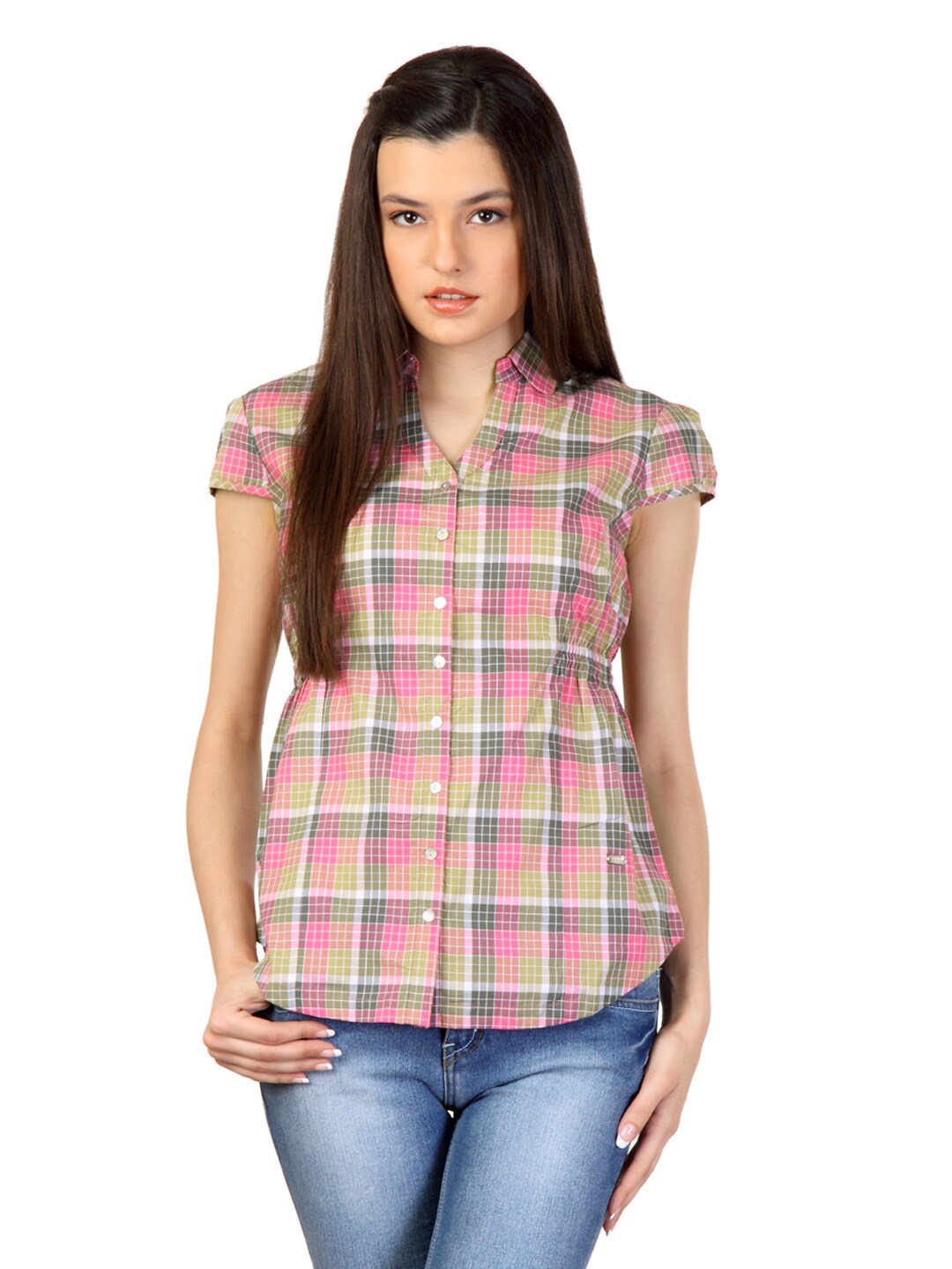 Arrow Woman Pink & Green Check Shirt