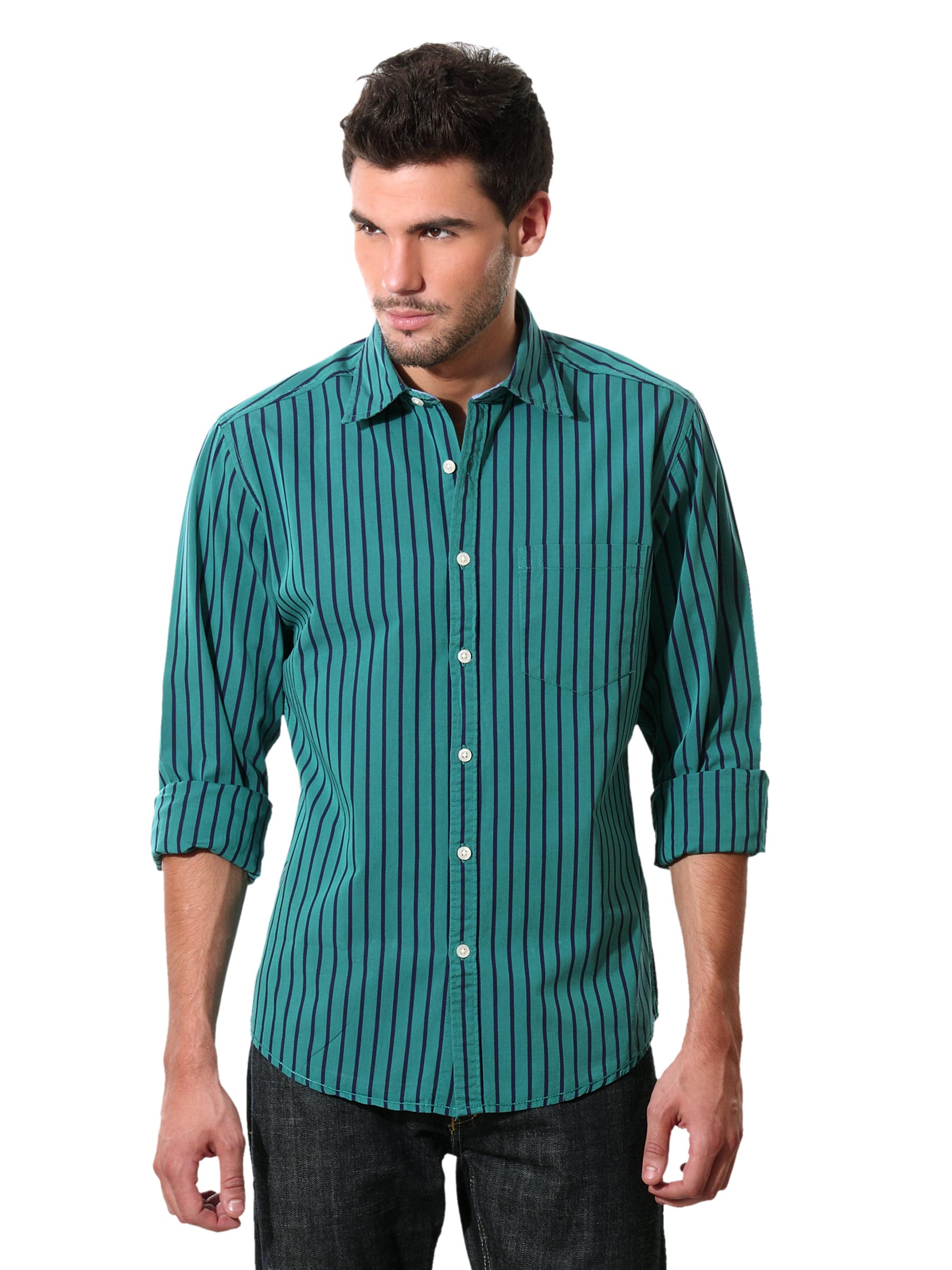 Peter England Men Green Casual Shirt