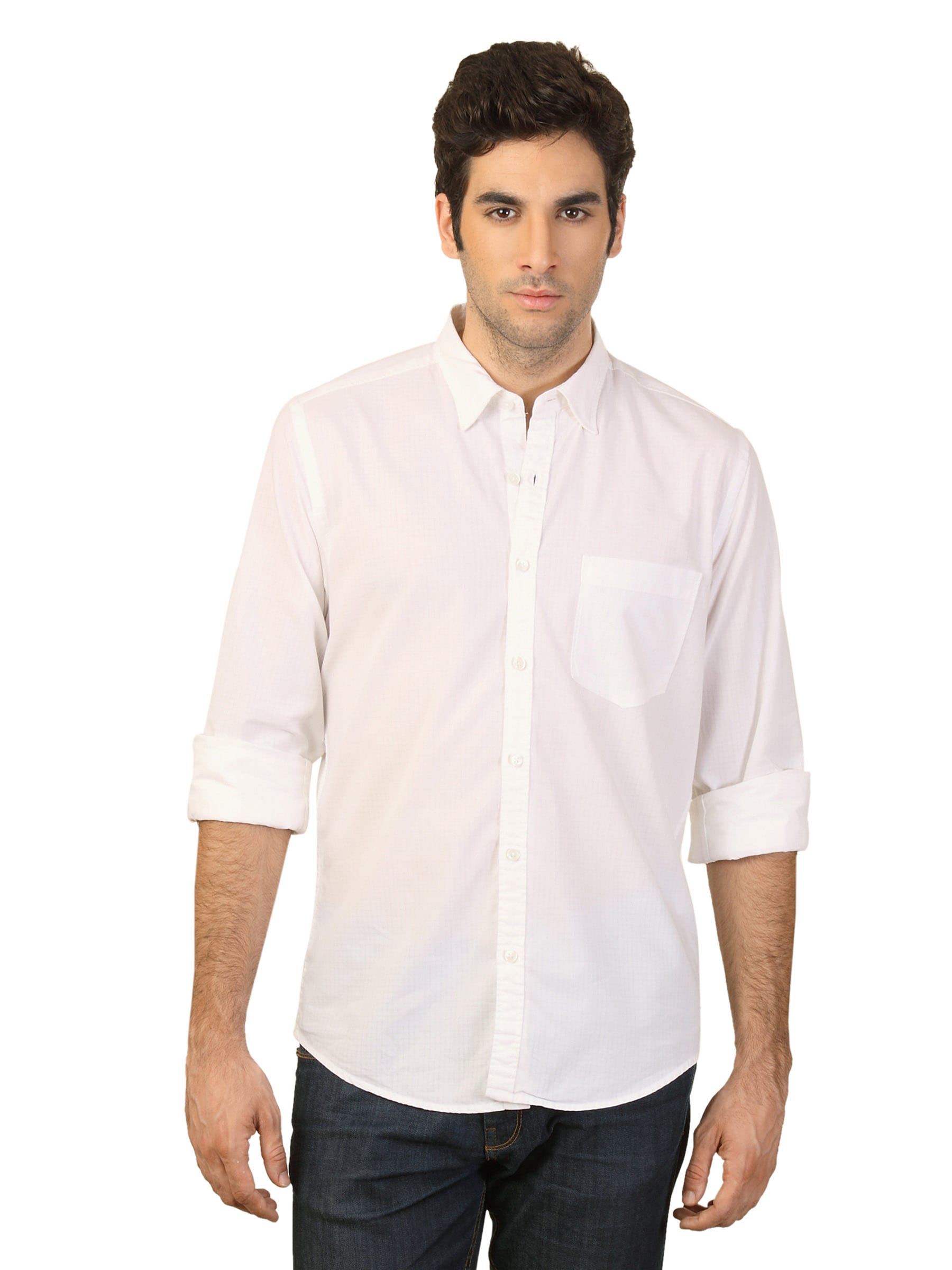 Peter England Men White Casual Shirt