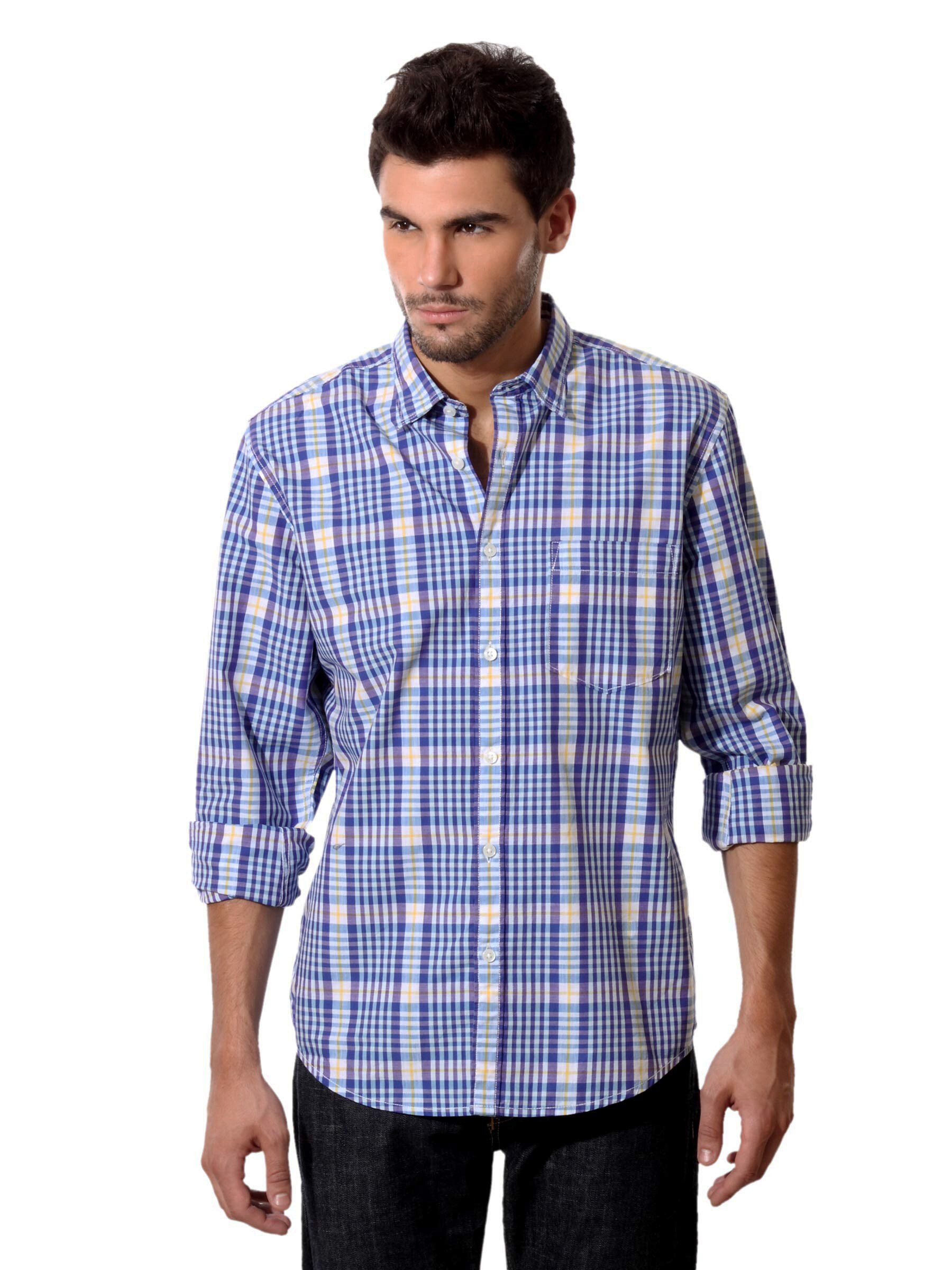 Peter England Men Blue Casual Shirt