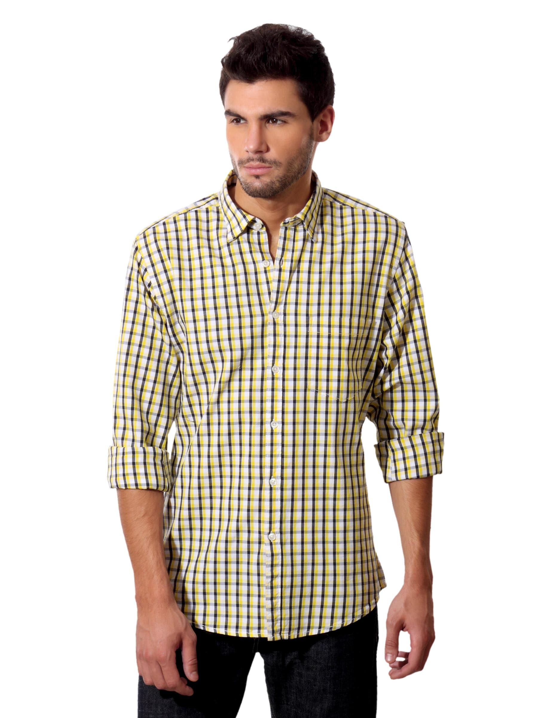 Peter England Men Yellow Casual Shirts