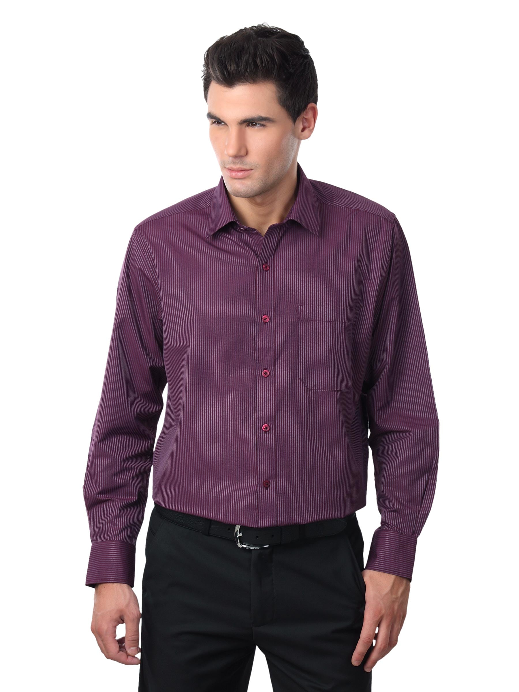 Peter England Men Maroon Purple Shirt