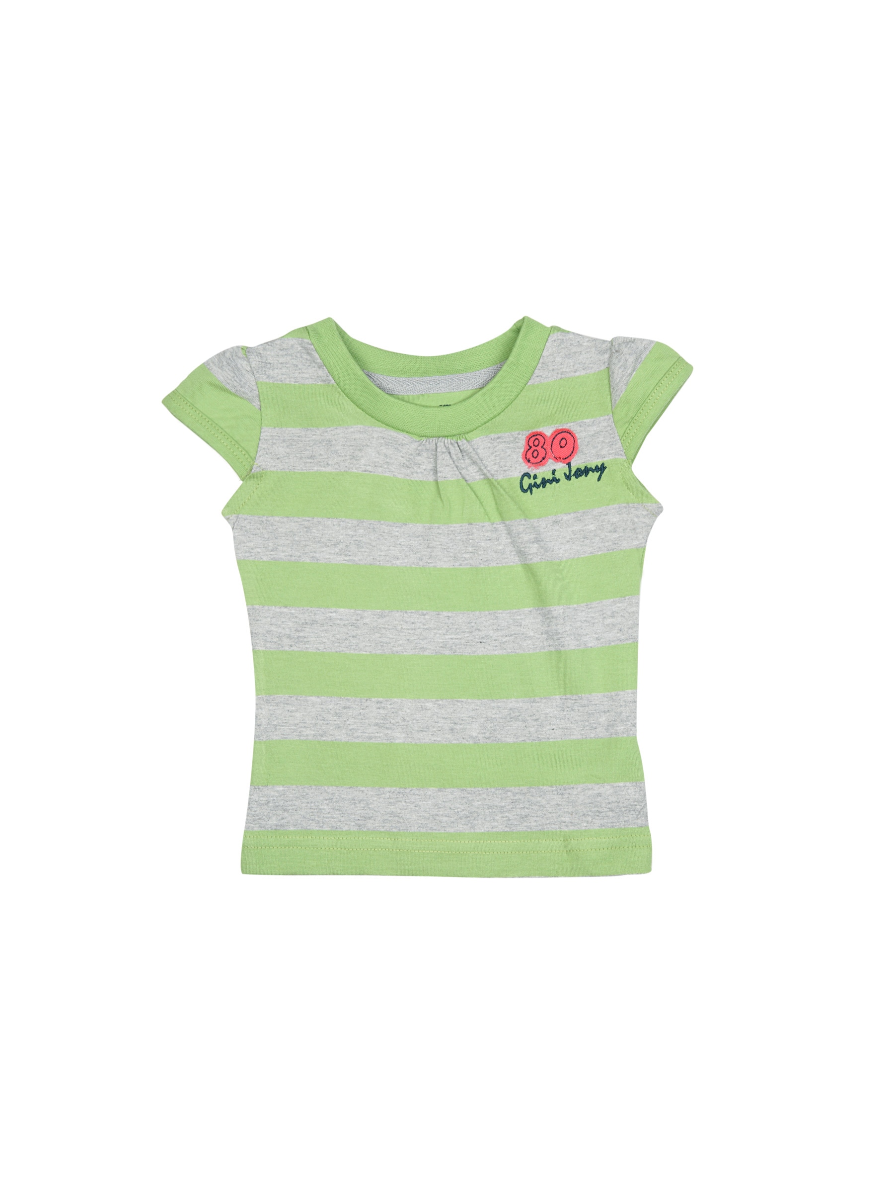 Gini And Jony Girls Striped Green Top