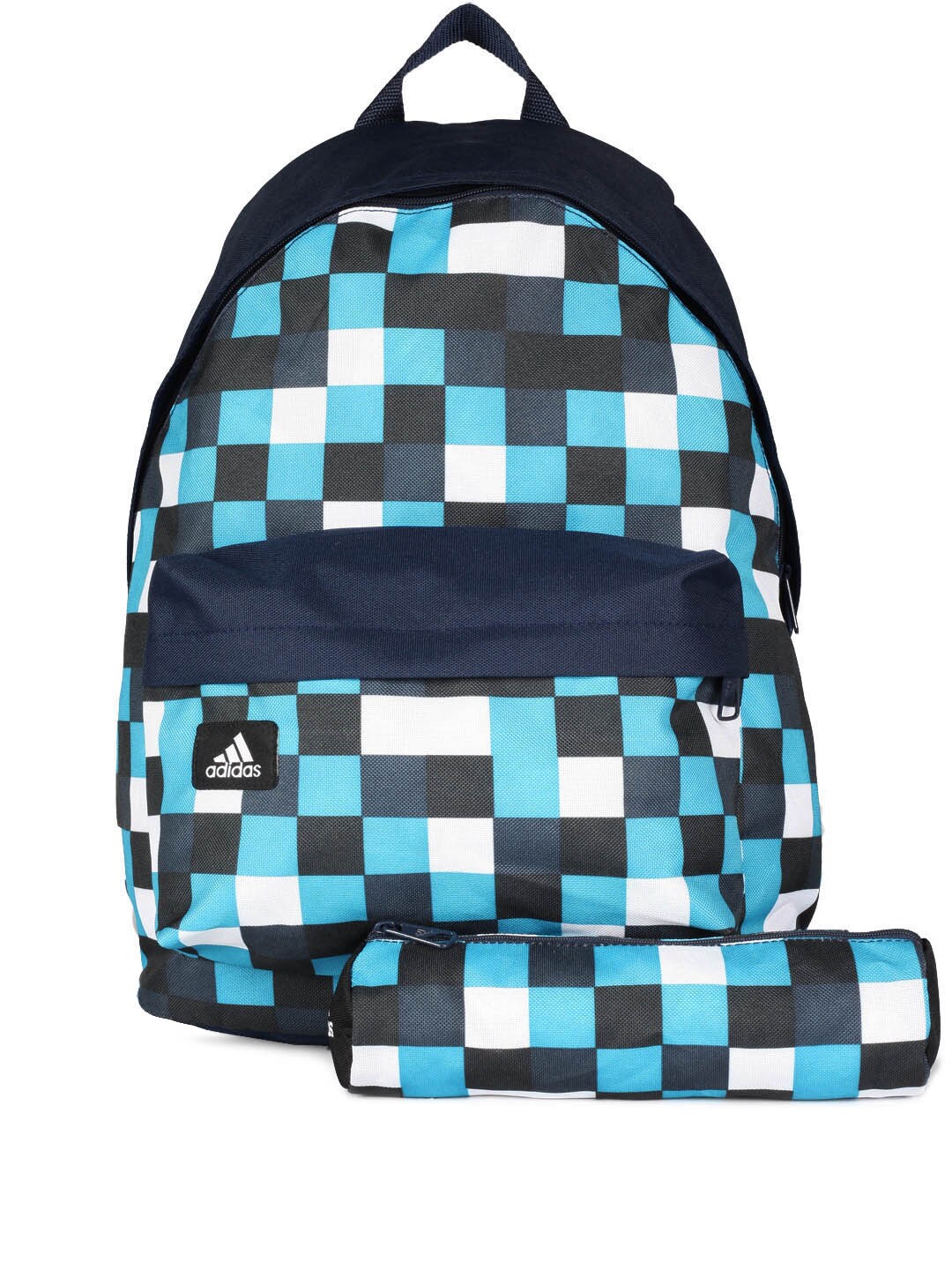 ADIDAS Unisex Navy Blue Checked Backpack
