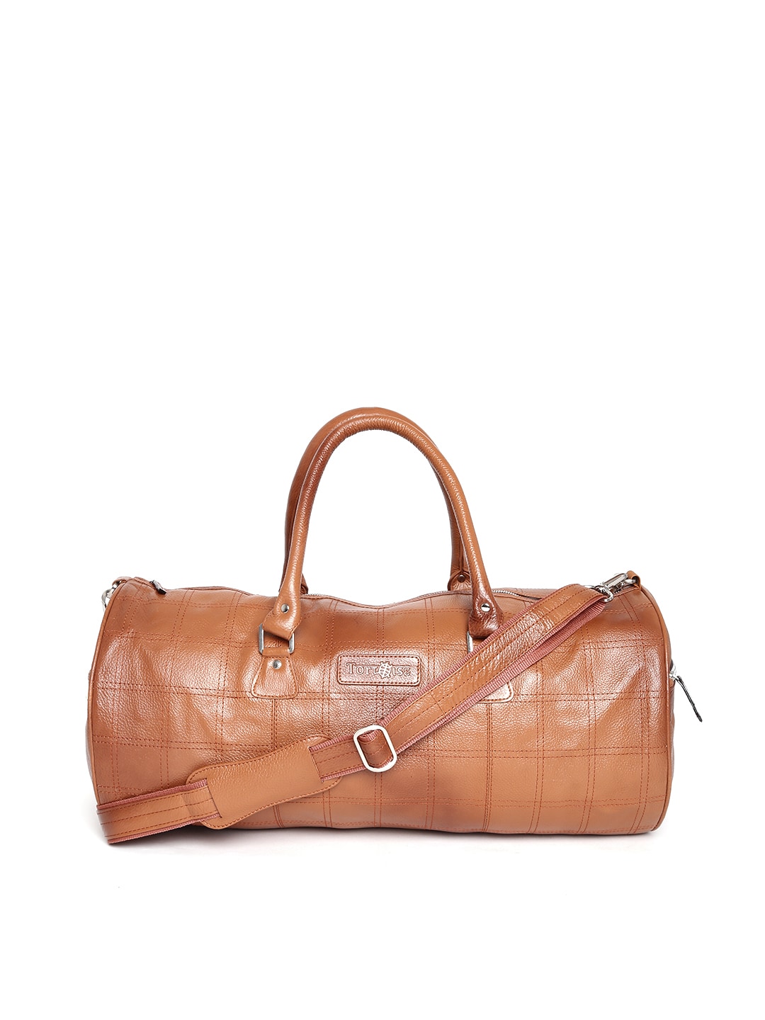 Tortoise Unisex Brown Leather Duffel Bag
