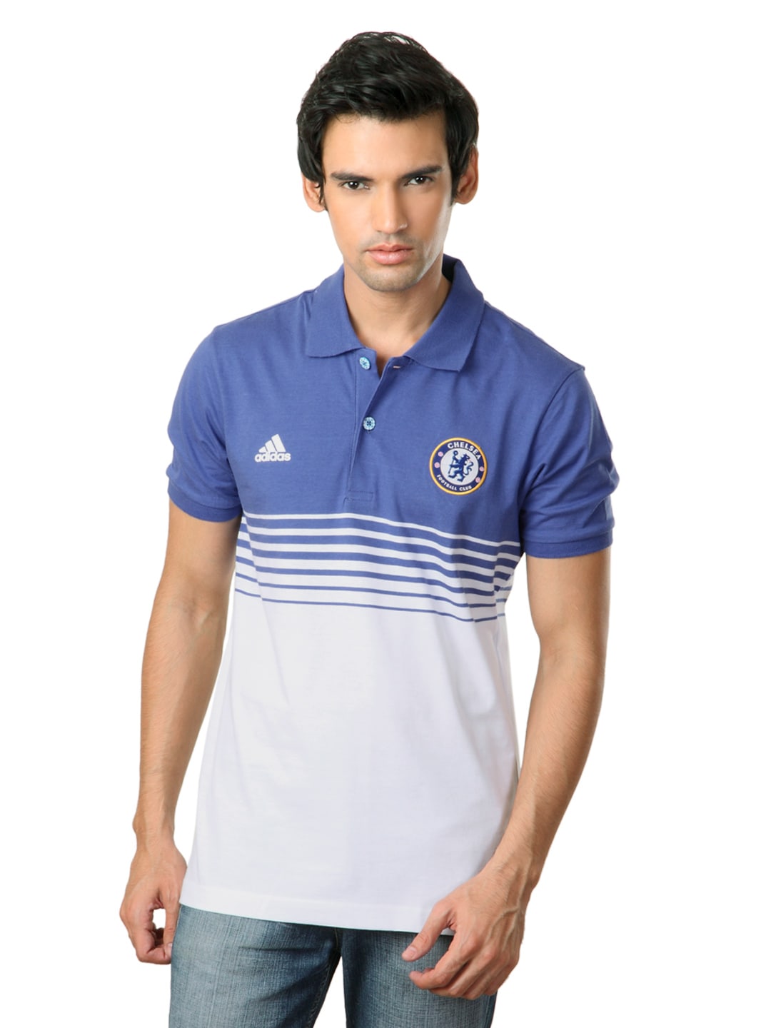 ADIDAS Men Blue & White Chelsea FC T-shirt