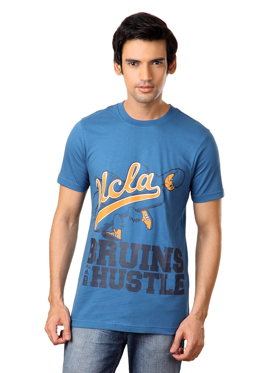 ADIDAS Men Blue Printed T-shirt