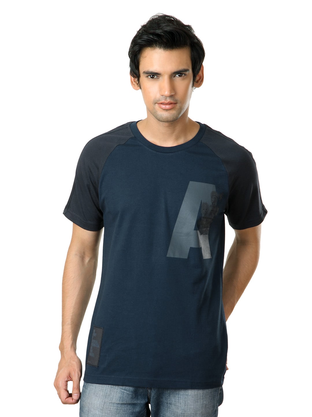 ADIDAS Men Navy Blue T-shirt